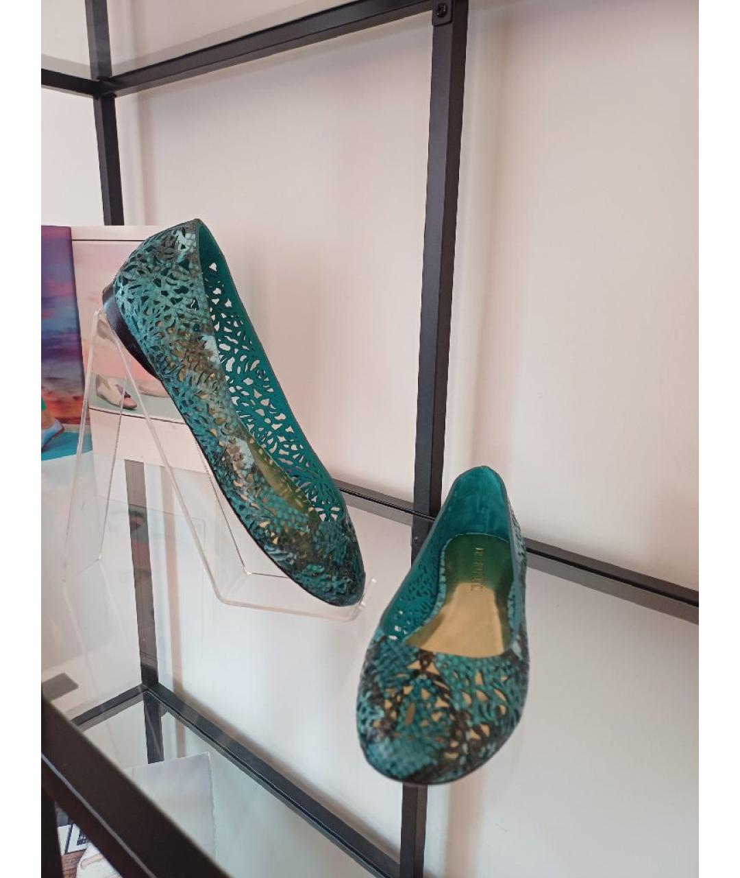 EMILIO PUCCI Бирюзовые кожаные балетки, фото 4