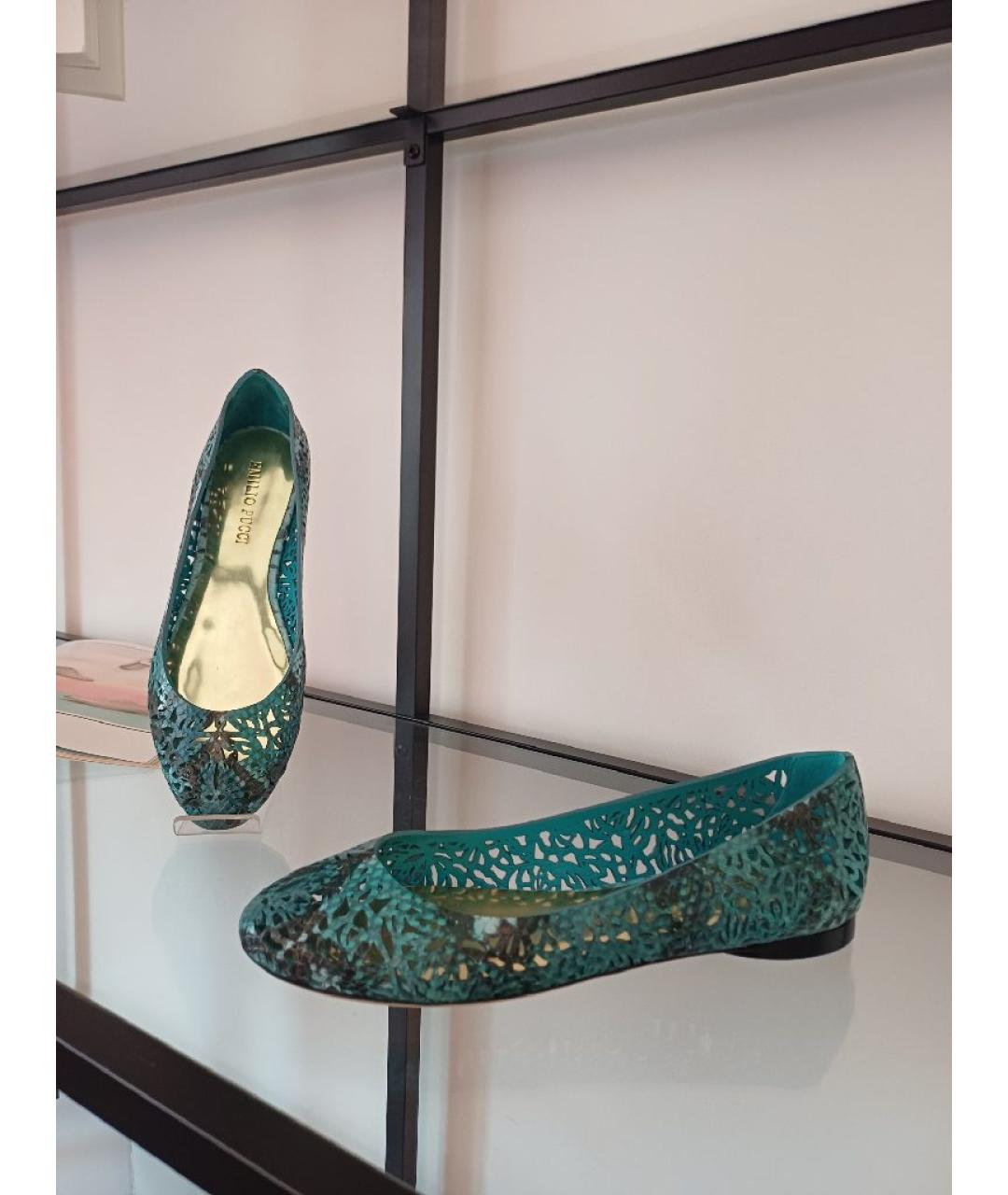 EMILIO PUCCI Бирюзовые кожаные балетки, фото 7