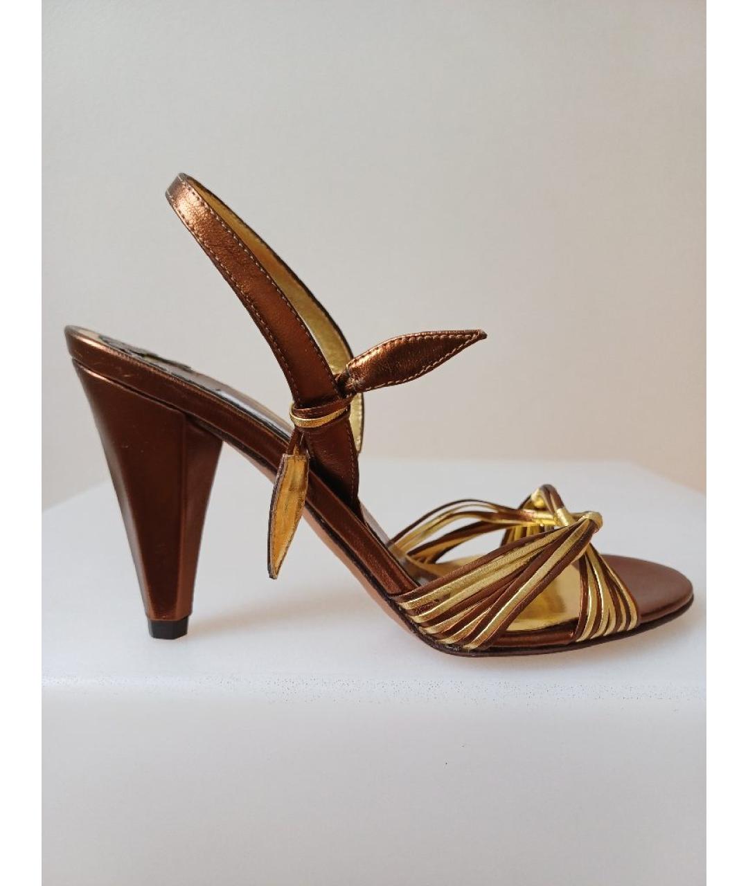 POLLINI Золотые кожаные босоножки, фото 9