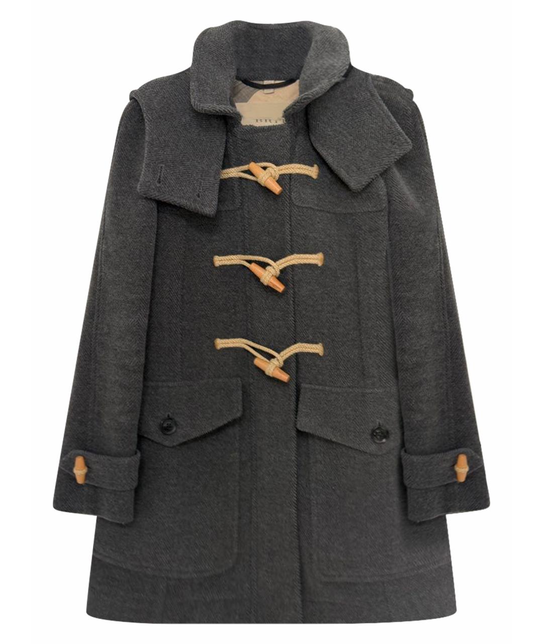 BURBERRY Серое шерстяное пальто, фото 1
