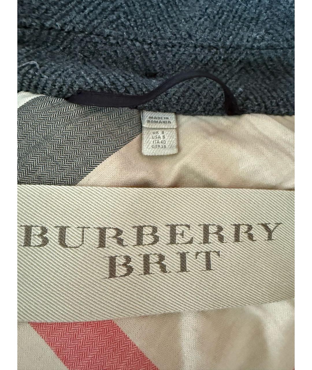 BURBERRY Серое шерстяное пальто, фото 3