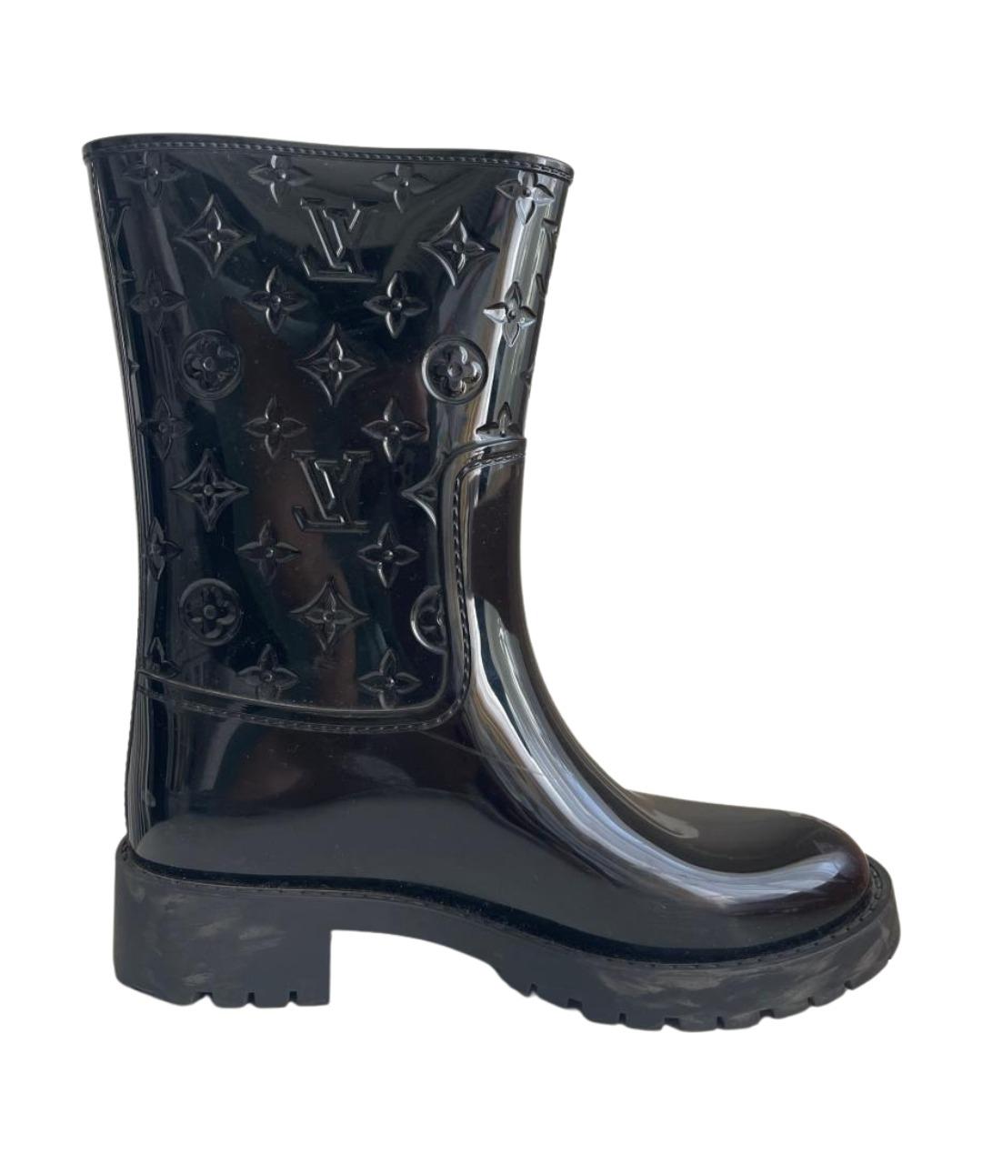 LOUIS VUITTON Черные резиновые сапоги, фото 1
