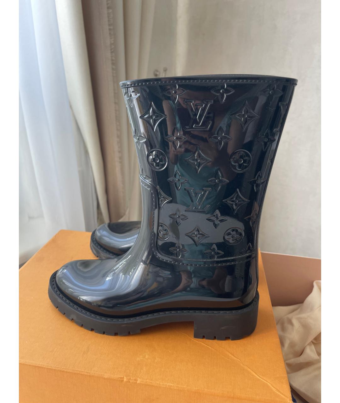 LOUIS VUITTON Черные резиновые сапоги, фото 2