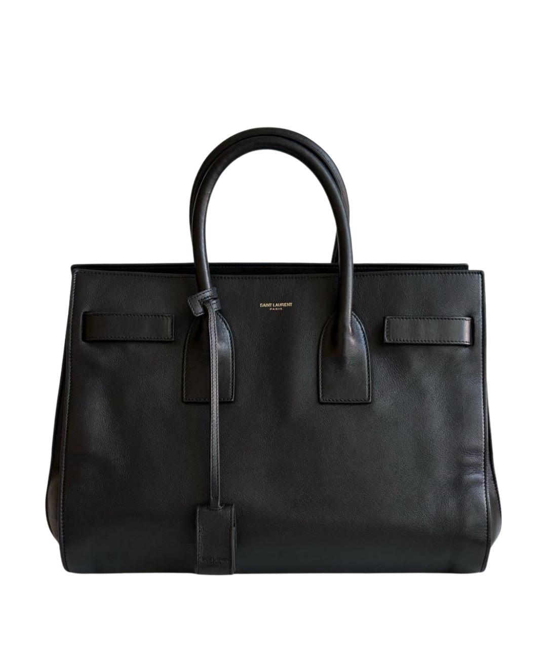 SAINT LAURENT Черная кожаная сумка с короткими ручками, фото 1