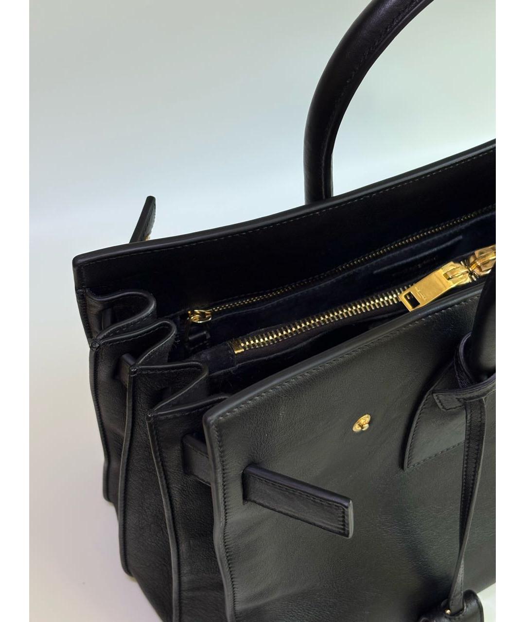 SAINT LAURENT Черная кожаная сумка с короткими ручками, фото 7