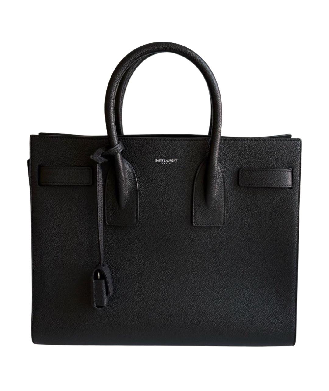 SAINT LAURENT Черная кожаная сумка с короткими ручками, фото 1
