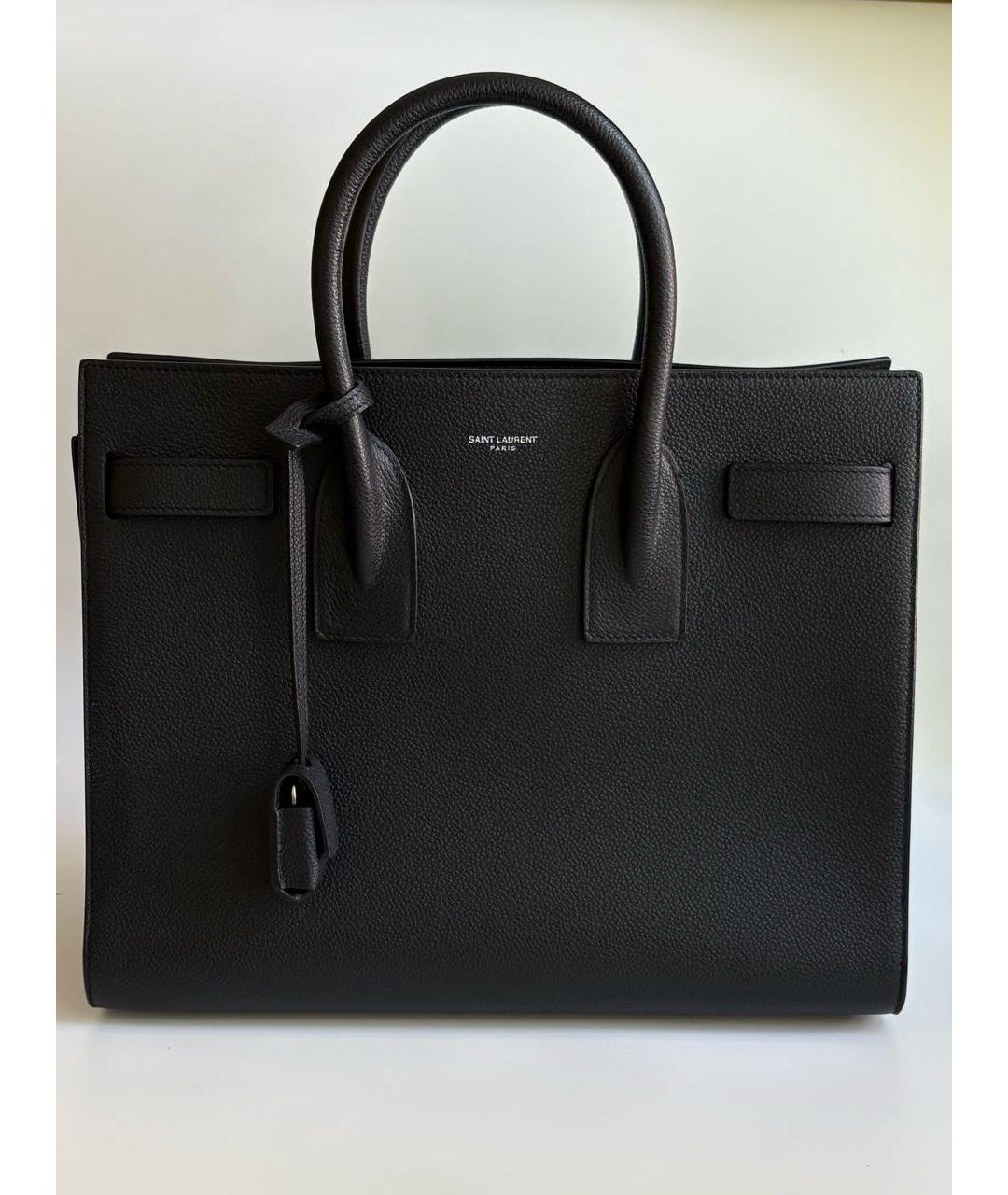SAINT LAURENT Черная кожаная сумка с короткими ручками, фото 9
