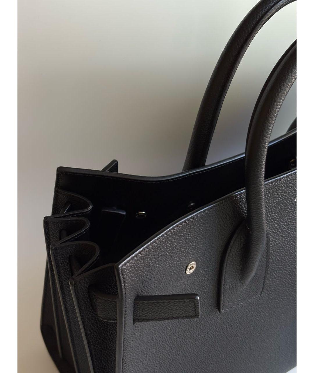 SAINT LAURENT Черная кожаная сумка с короткими ручками, фото 4