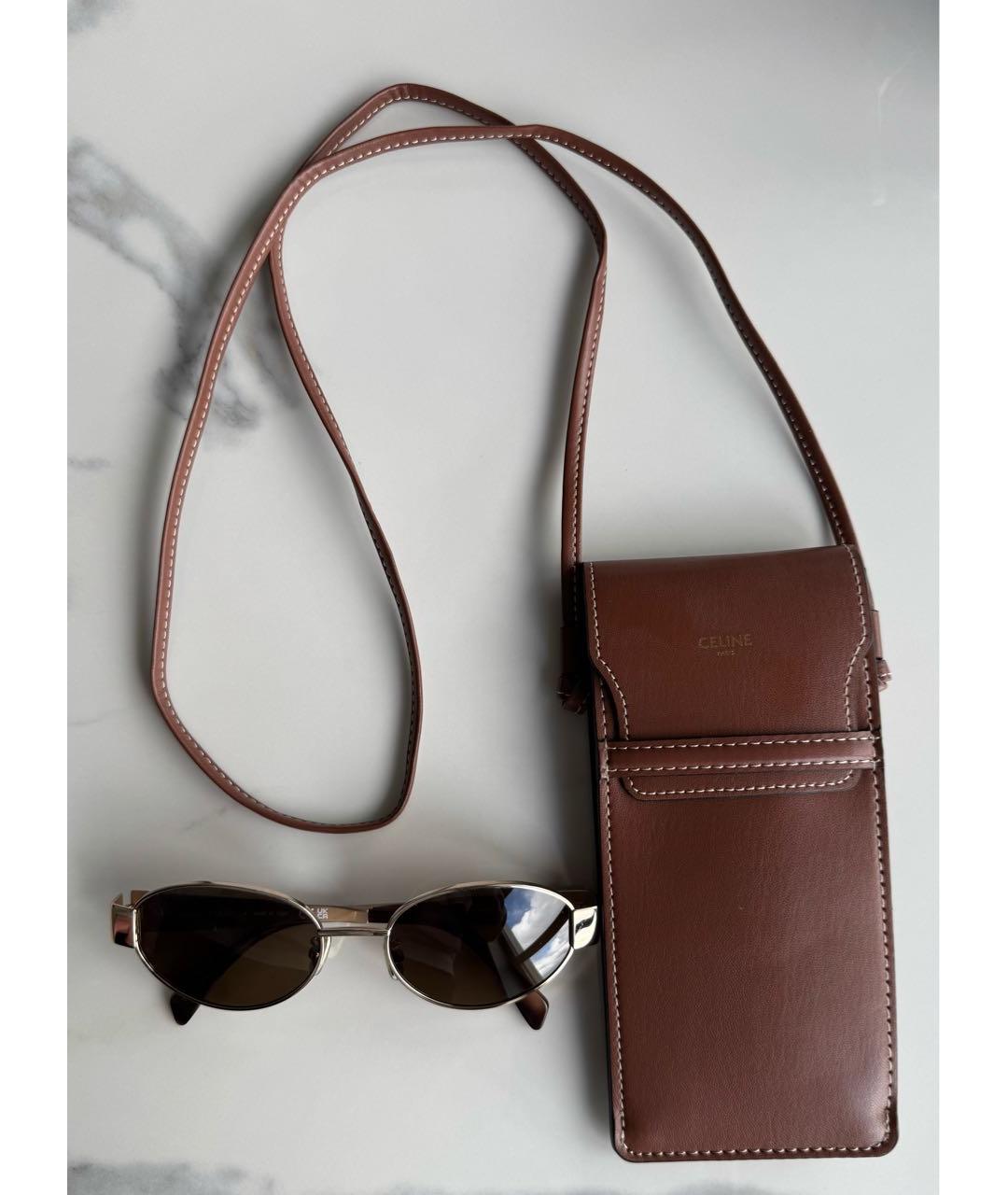 CELINE Золотые металлические солнцезащитные очки, фото 7
