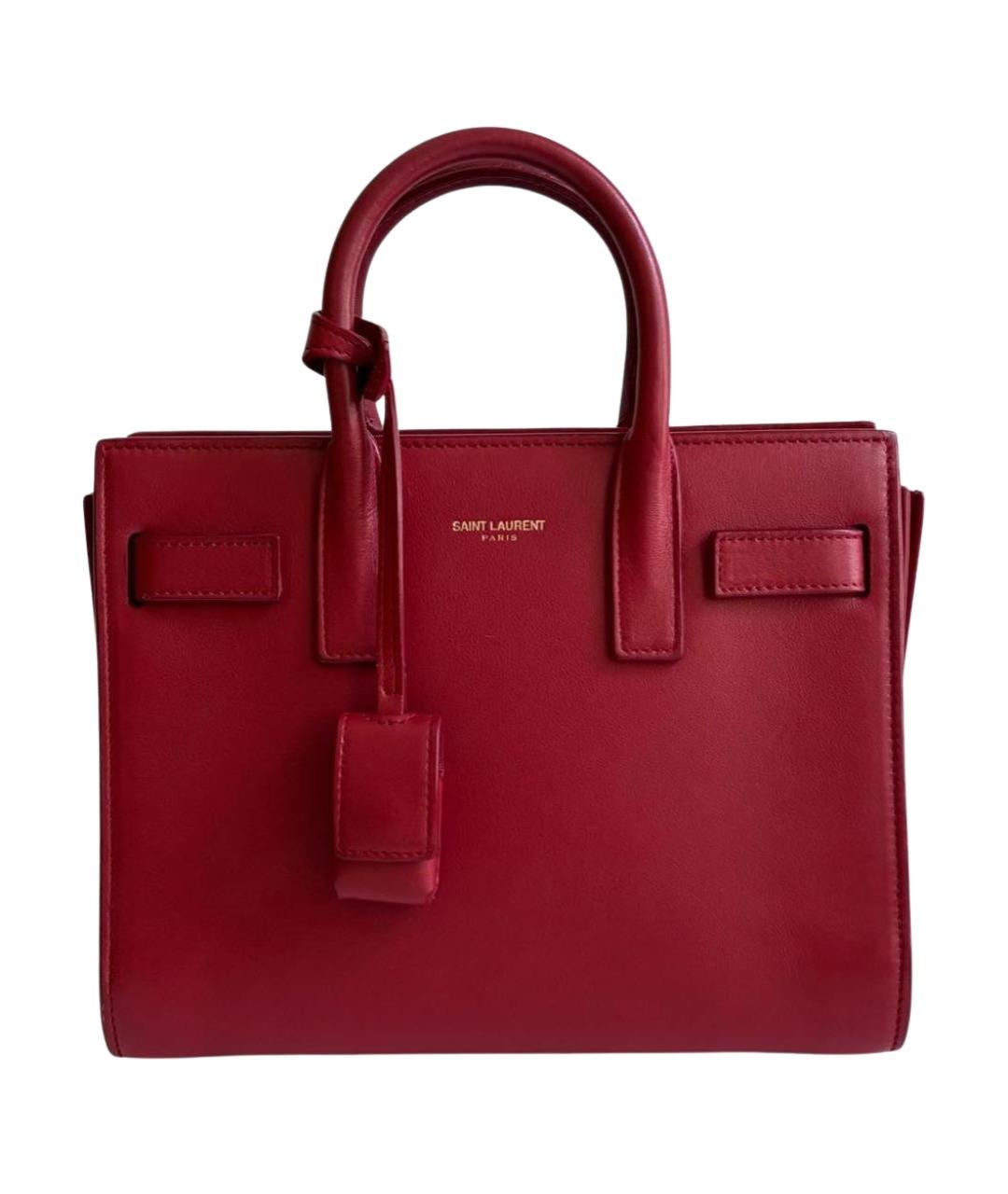 SAINT LAURENT Красная кожаная сумка с короткими ручками, фото 1