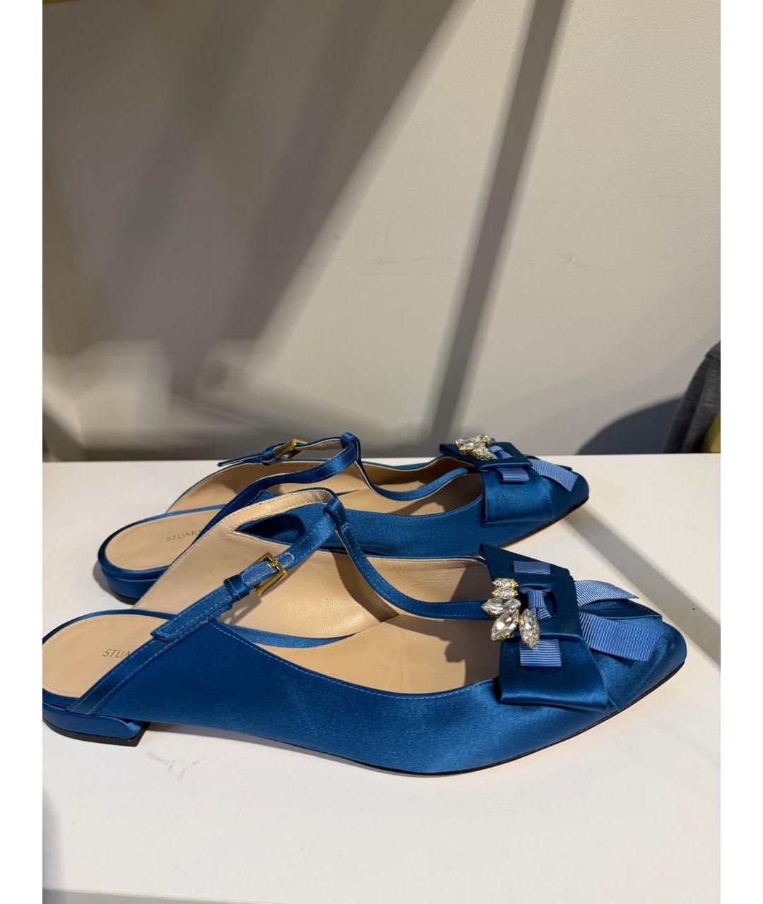 STUART WEITZMAN Голубые текстильные мюли, фото 9