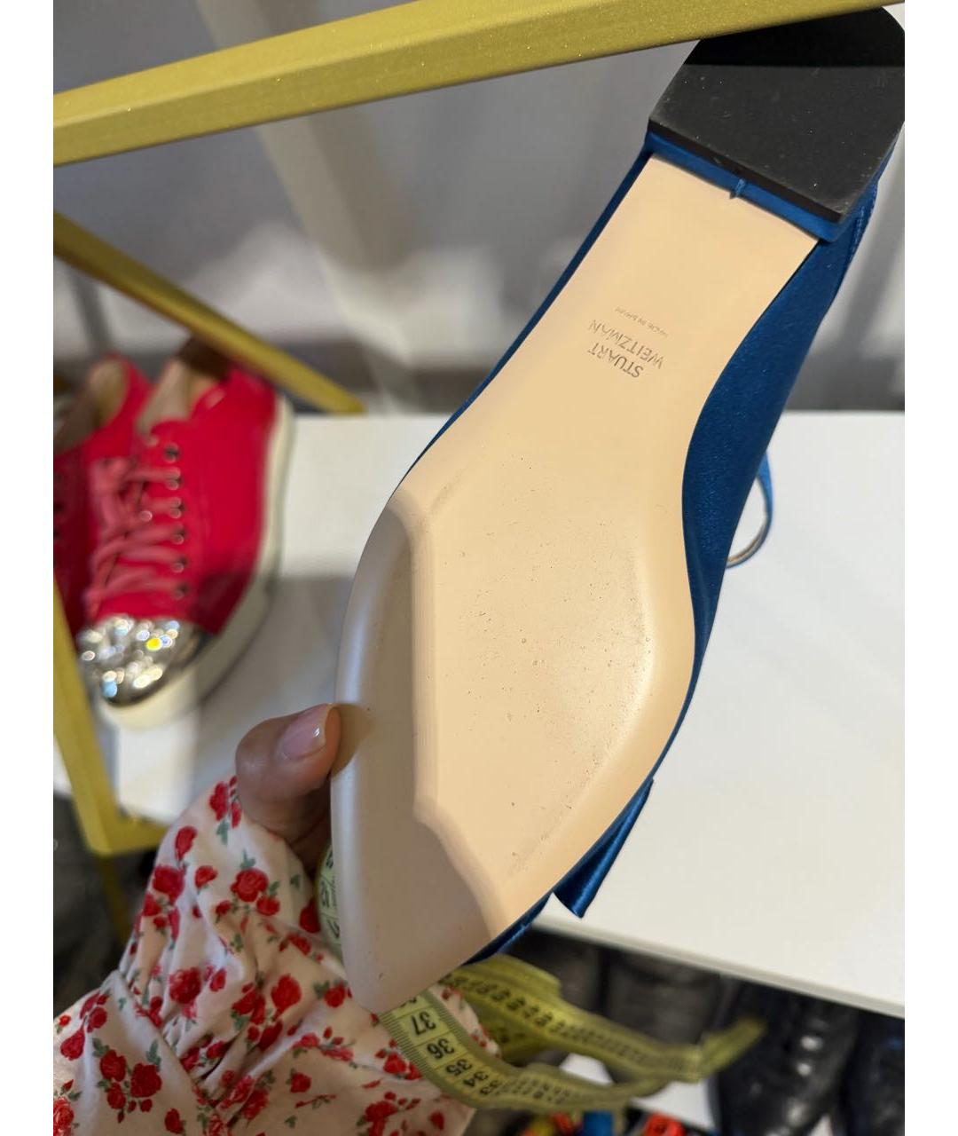 STUART WEITZMAN Голубые текстильные мюли, фото 5