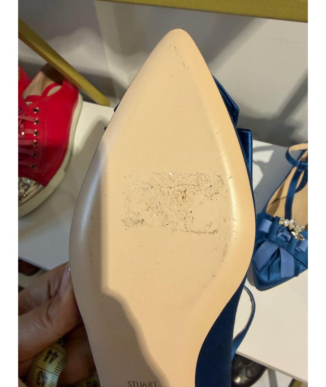 STUART WEITZMAN Голубые текстильные мюли, фото 4
