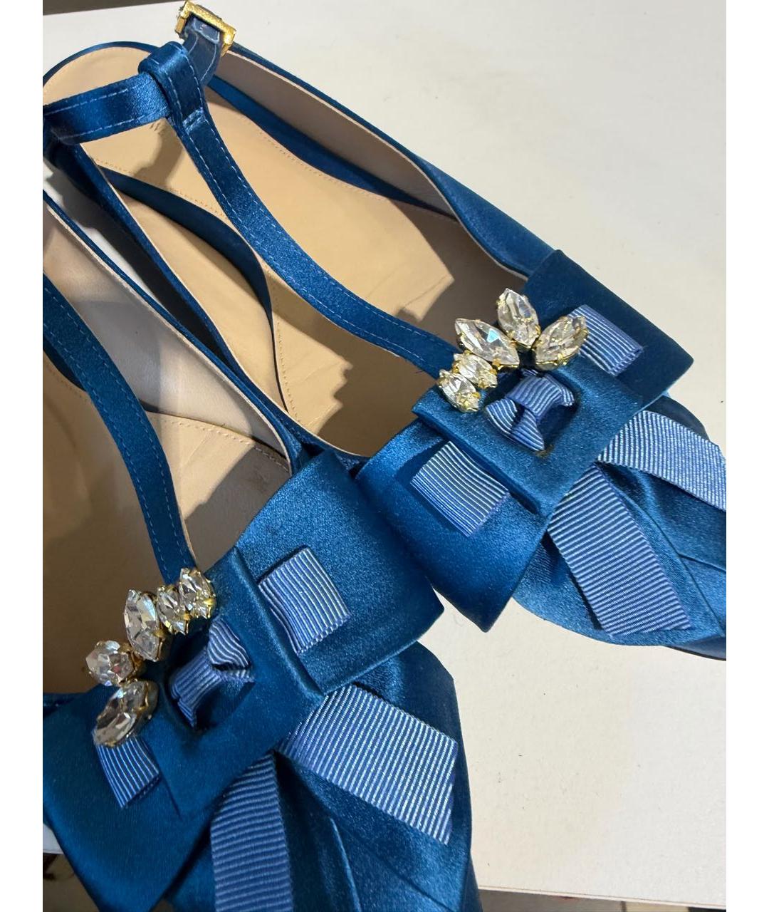 STUART WEITZMAN Голубые текстильные мюли, фото 8