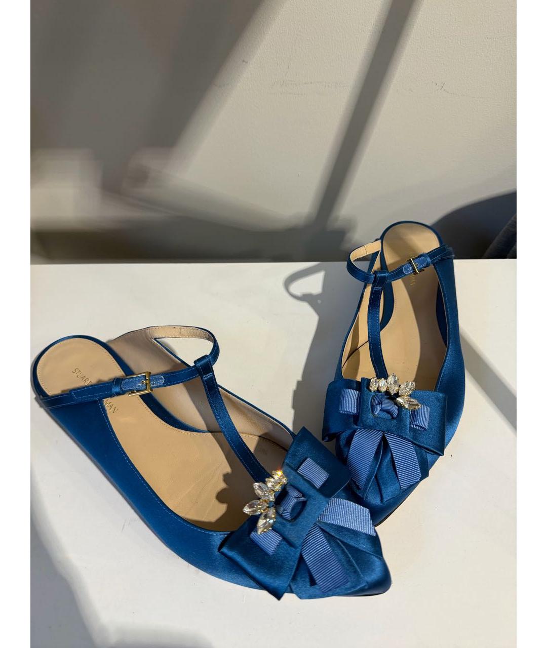 STUART WEITZMAN Голубые текстильные мюли, фото 2