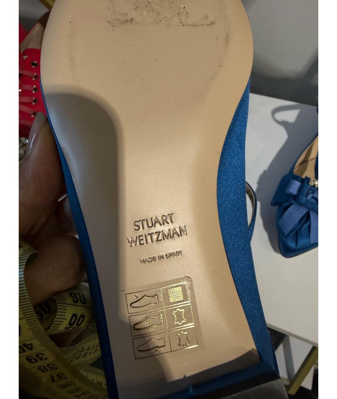 STUART WEITZMAN Голубые текстильные мюли, фото 3