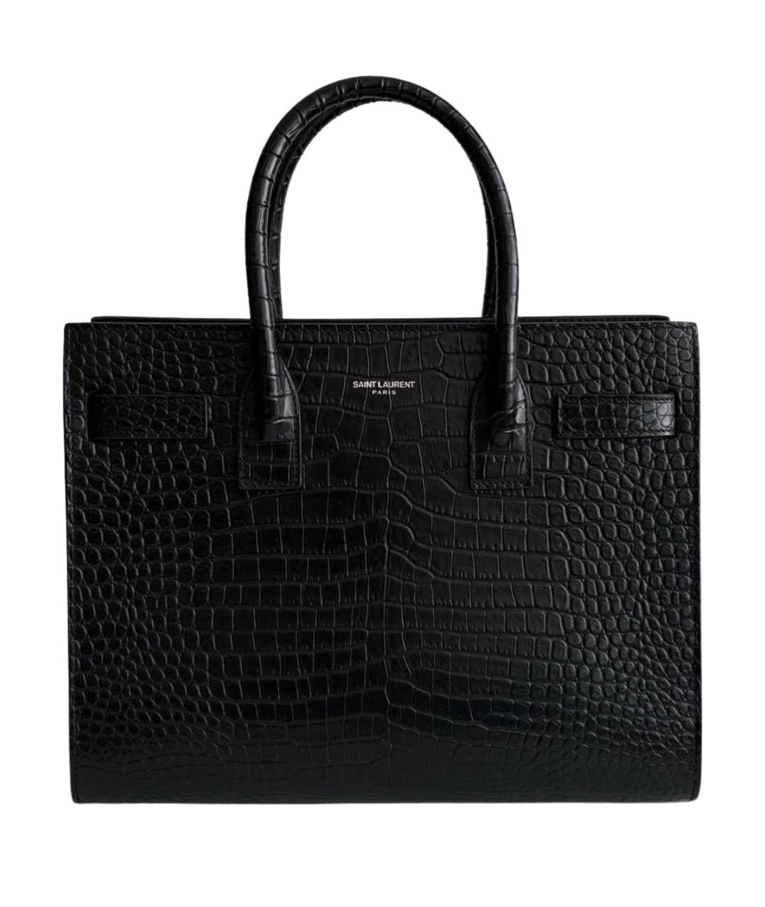 SAINT LAURENT Черная кожаная сумка с короткими ручками, фото 1