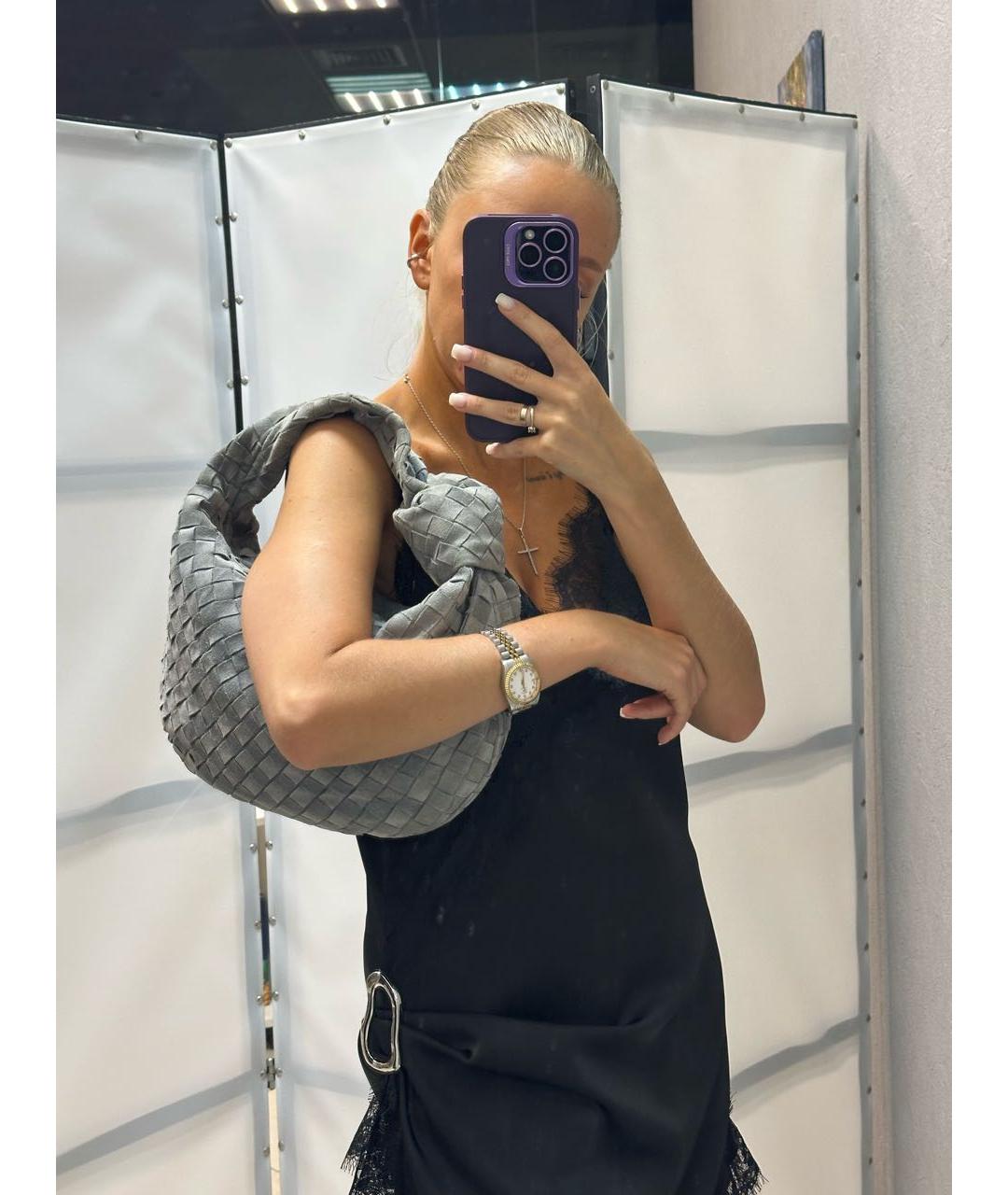 BOTTEGA VENETA Серая замшевая сумка с короткими ручками, фото 8