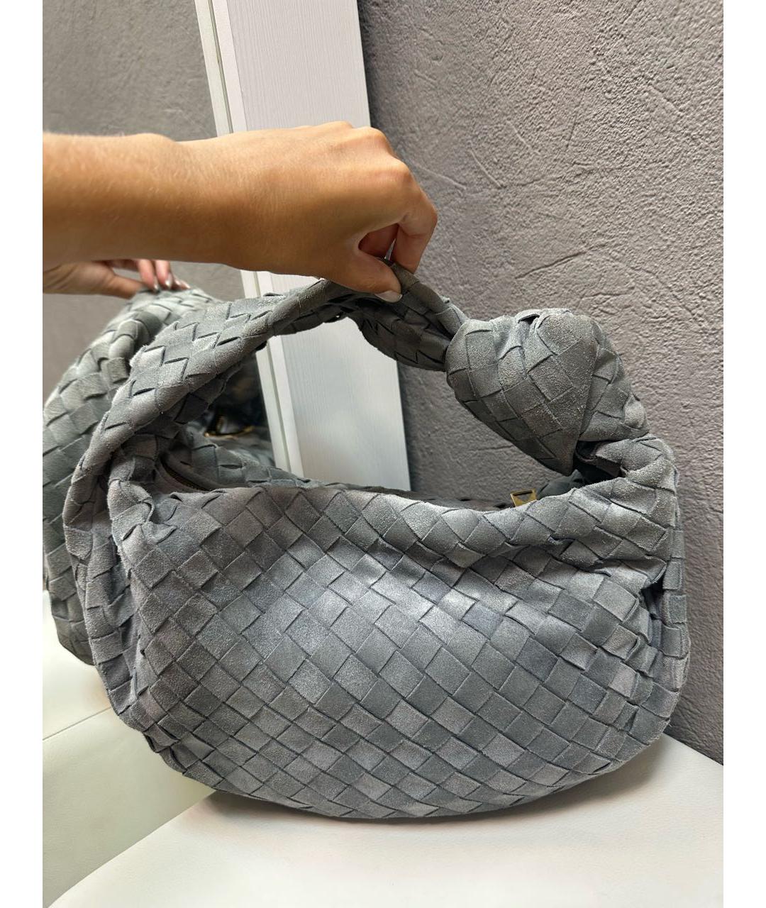 BOTTEGA VENETA Серая замшевая сумка с короткими ручками, фото 9