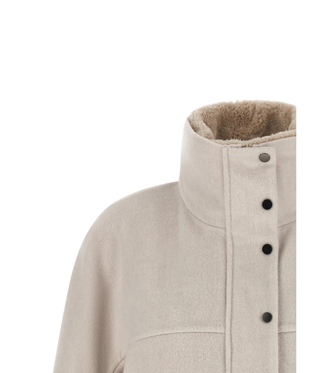 BRUNELLO CUCINELLI Бежевое шерстяное пальто, фото 4