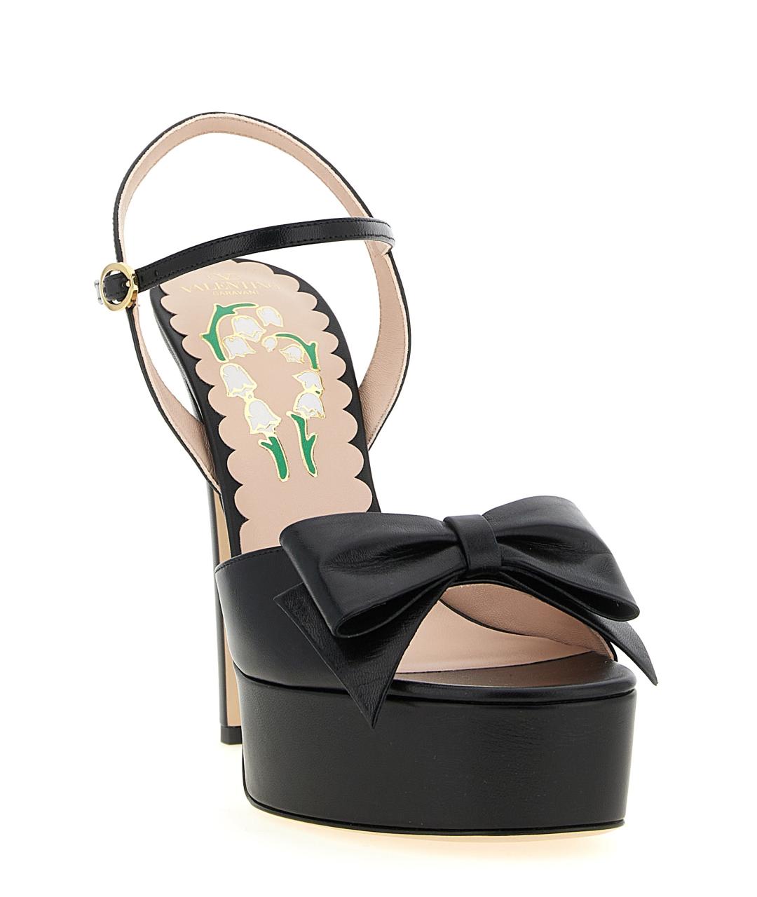 VALENTINO Черные кожаные босоножки, фото 2