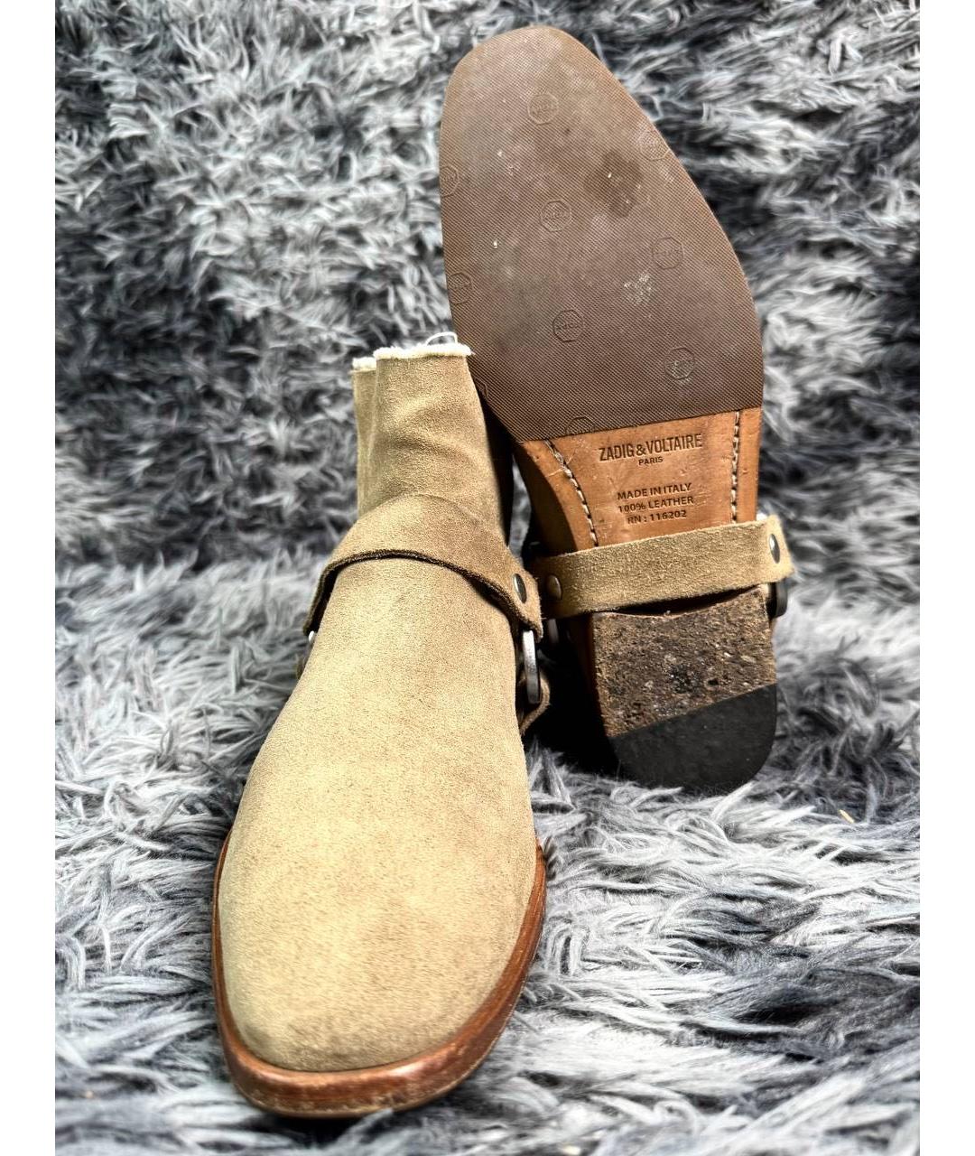 ZADIG & VOLTAIRE Бежевые замшевые высокие ботинки, фото 3