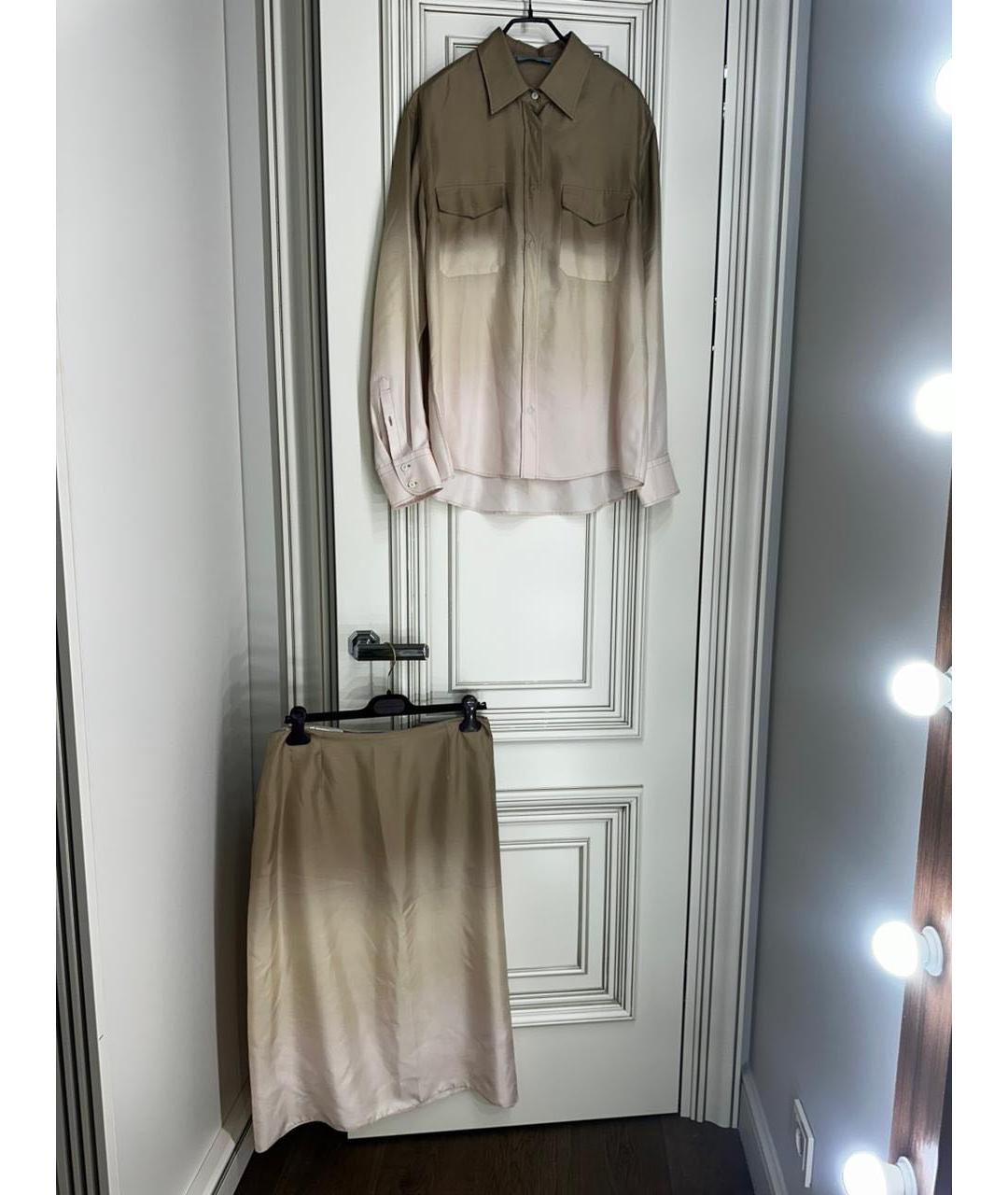 PRADA Розовый шелковый костюм с юбками, фото 3