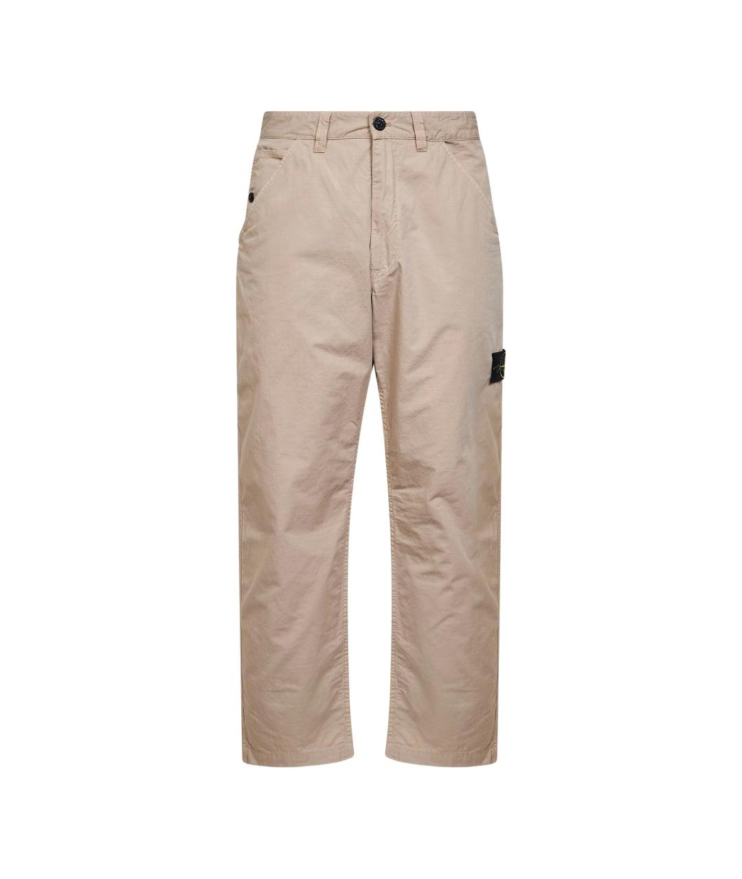 STONE ISLAND Бежевые хлопковые повседневные брюки, фото 1