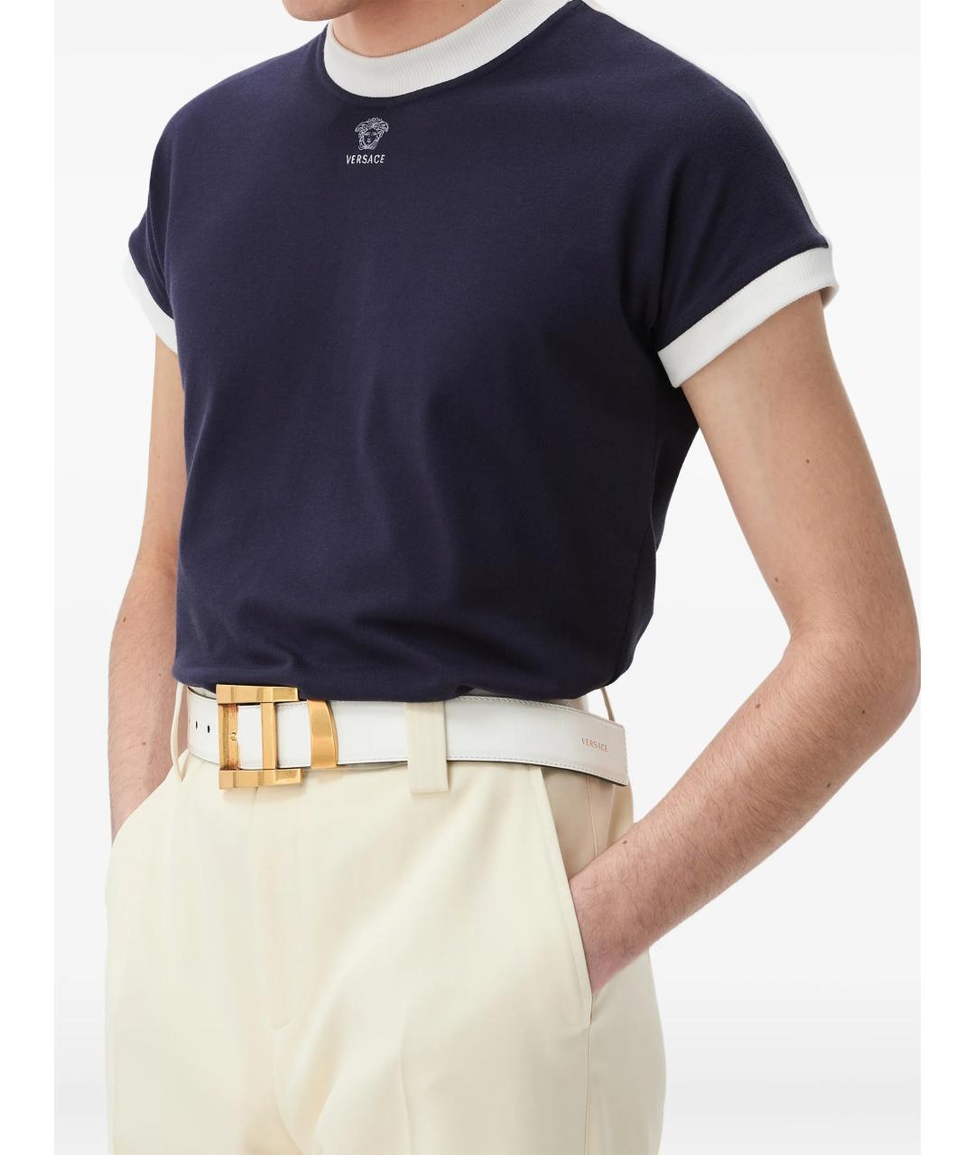 VERSACE Синяя хлопковая футболка, фото 2