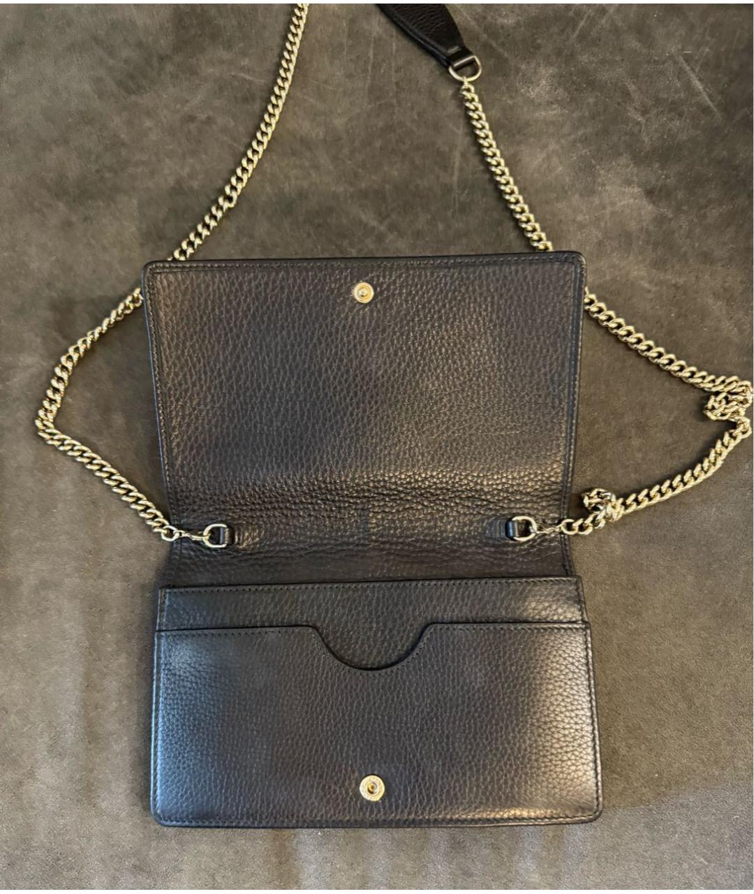 GUCCI Черная кожаная сумка через плечо, фото 4