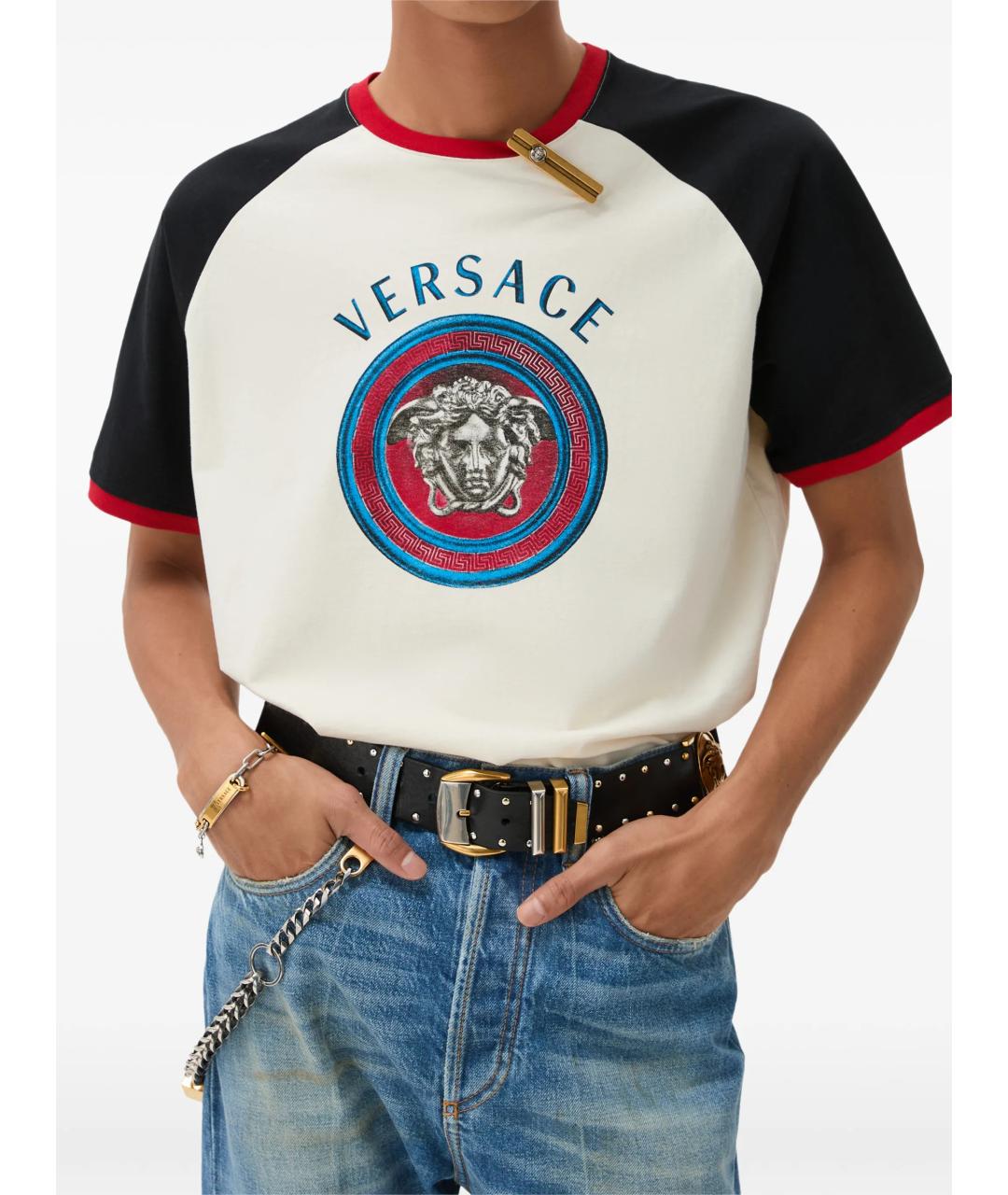 VERSACE Белая хлопковая футболка, фото 2