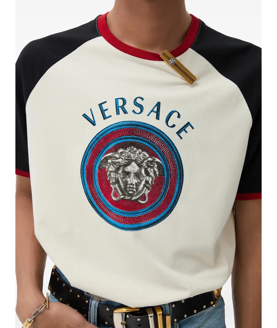 VERSACE Белая хлопковая футболка, фото 4
