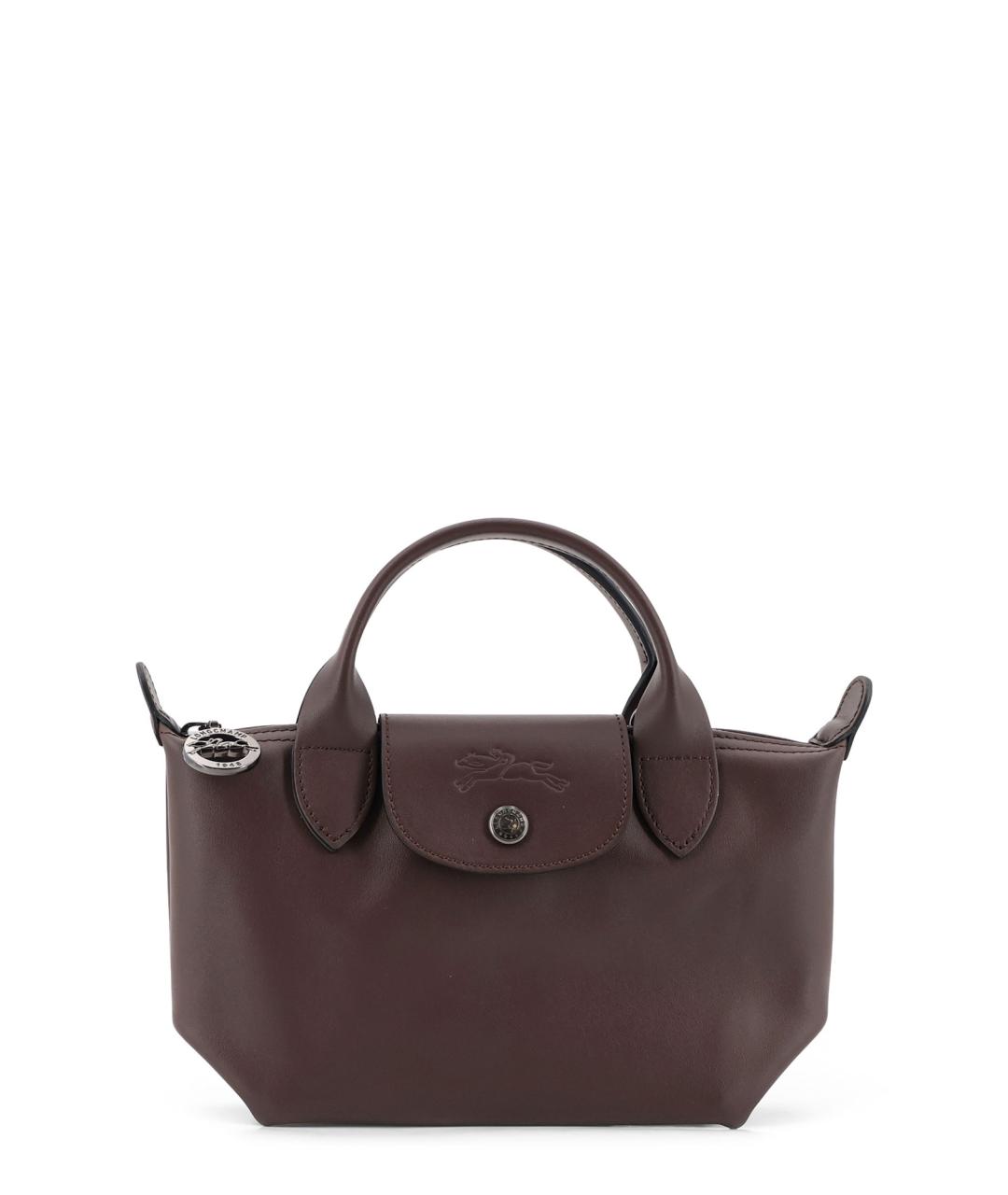 LONGCHAMP Коричневая кожаная сумка с короткими ручками, фото 3