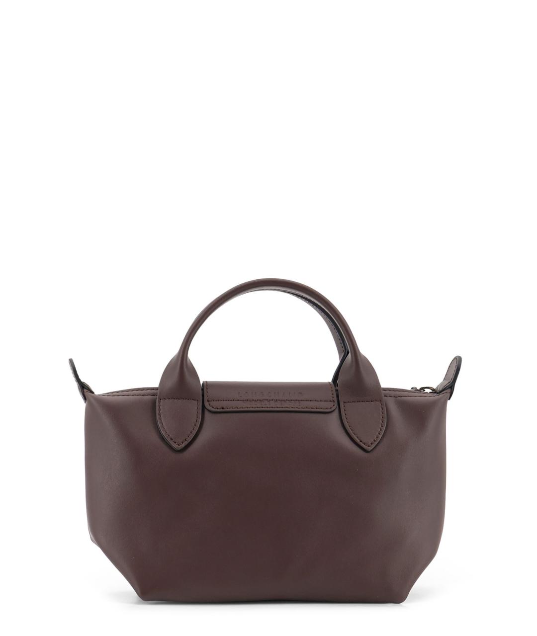 LONGCHAMP Коричневая кожаная сумка с короткими ручками, фото 2
