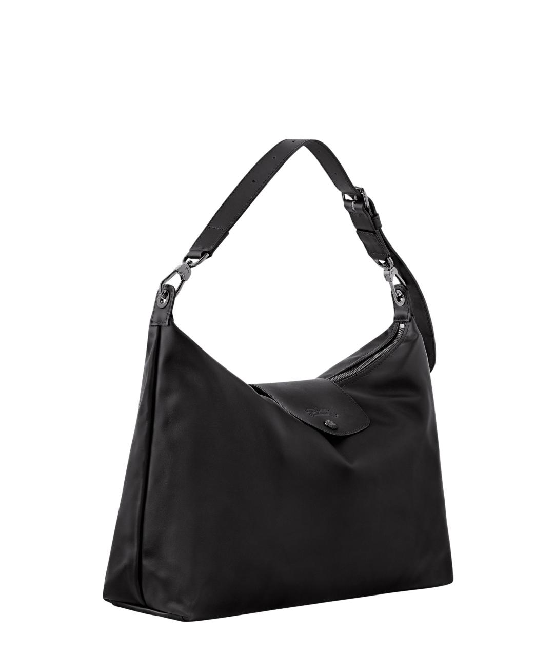 LONGCHAMP Черная кожаная сумка через плечо, фото 3