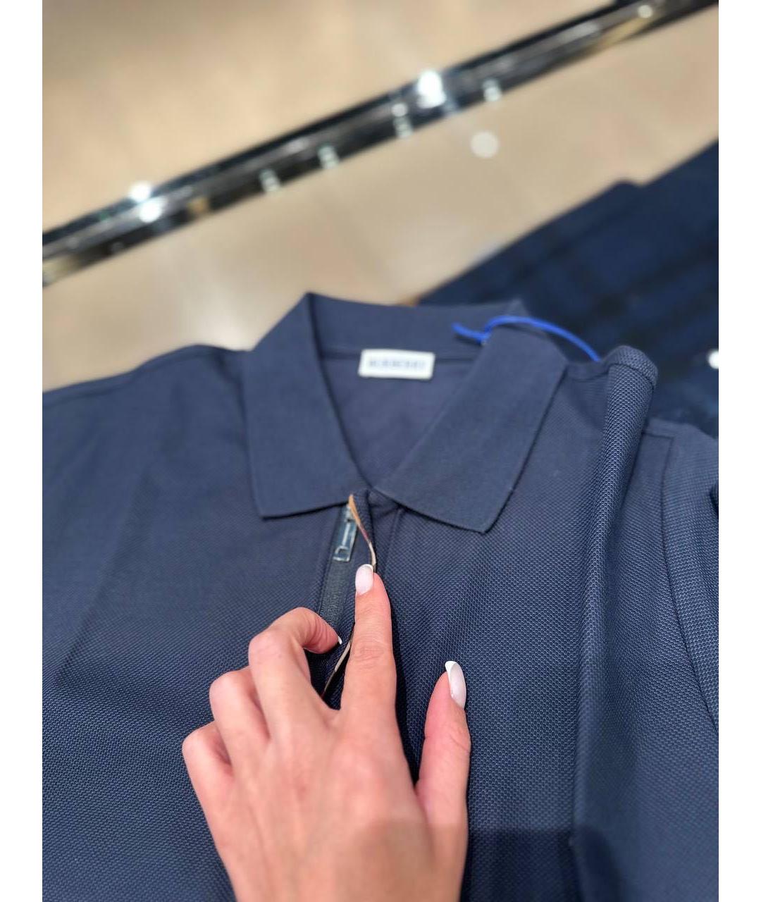 BURBERRY Темно-синее поло с коротким рукавом, фото 2