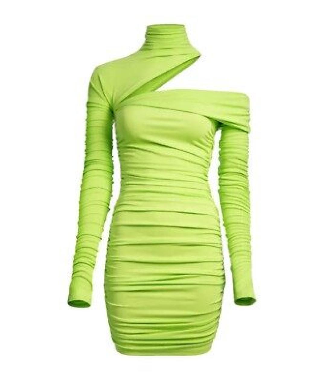 MUGLER Салатовое вискозное коктейльное платье, фото 1