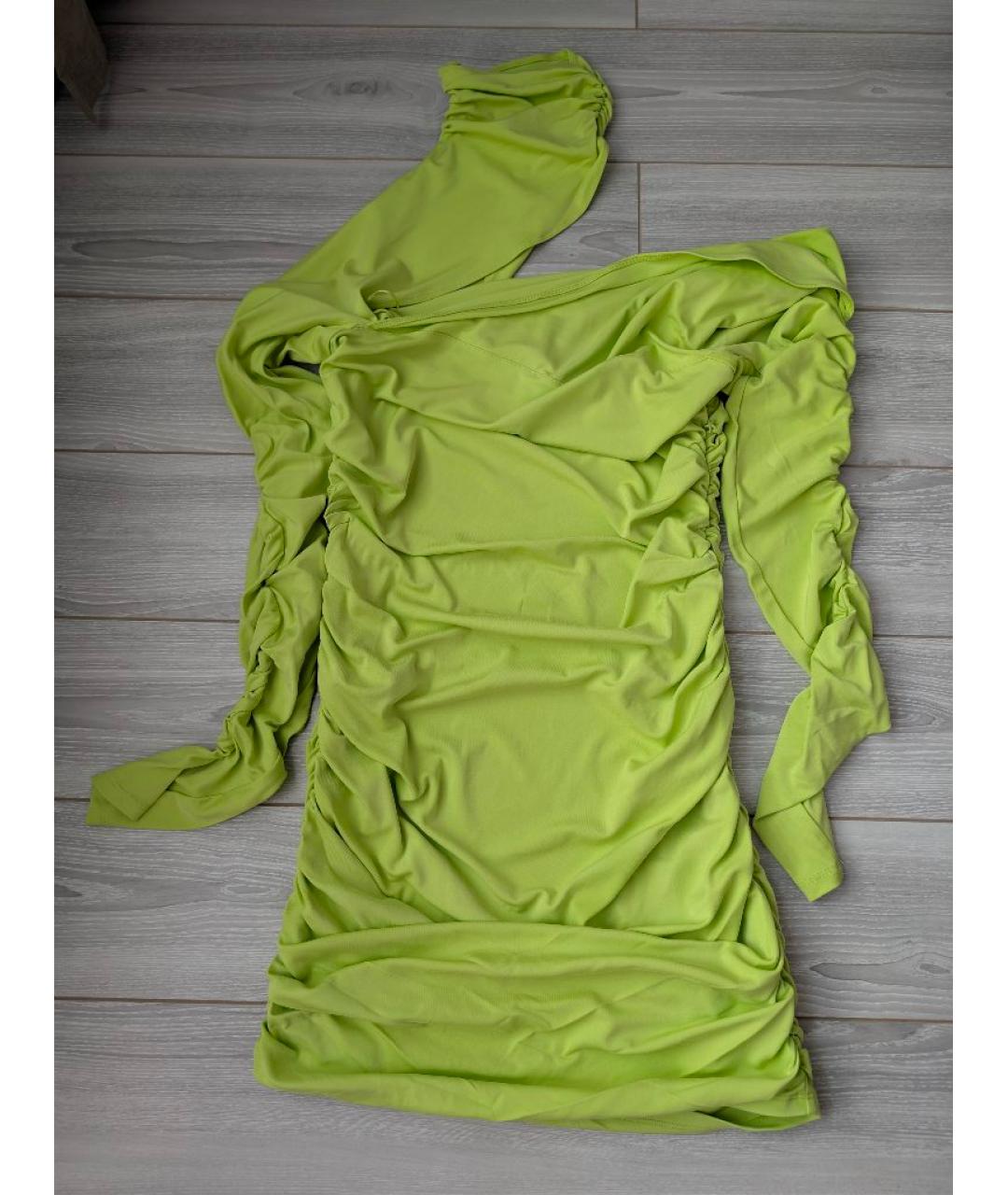 MUGLER Салатовое вискозное коктейльное платье, фото 4