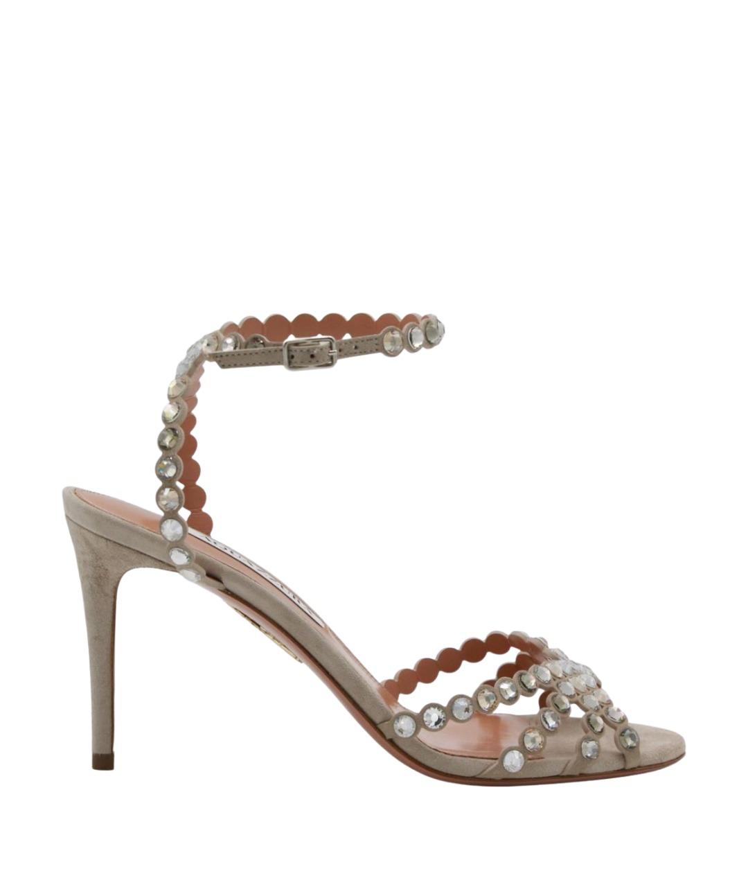 AQUAZZURA Бежевые замшевые босоножки, фото 1