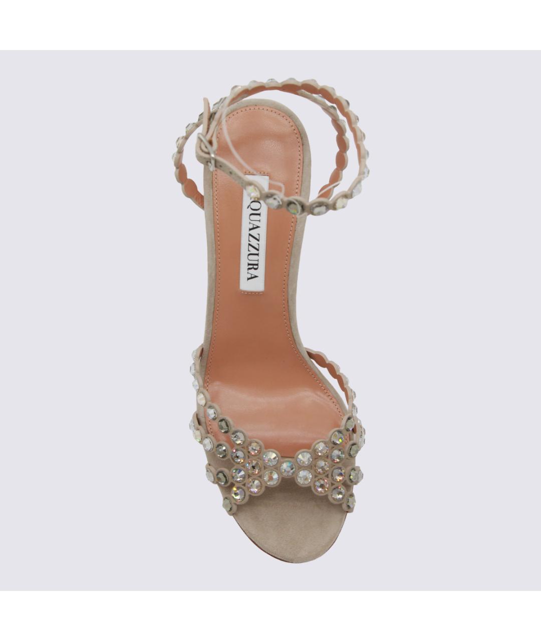 AQUAZZURA Бежевые замшевые босоножки, фото 4