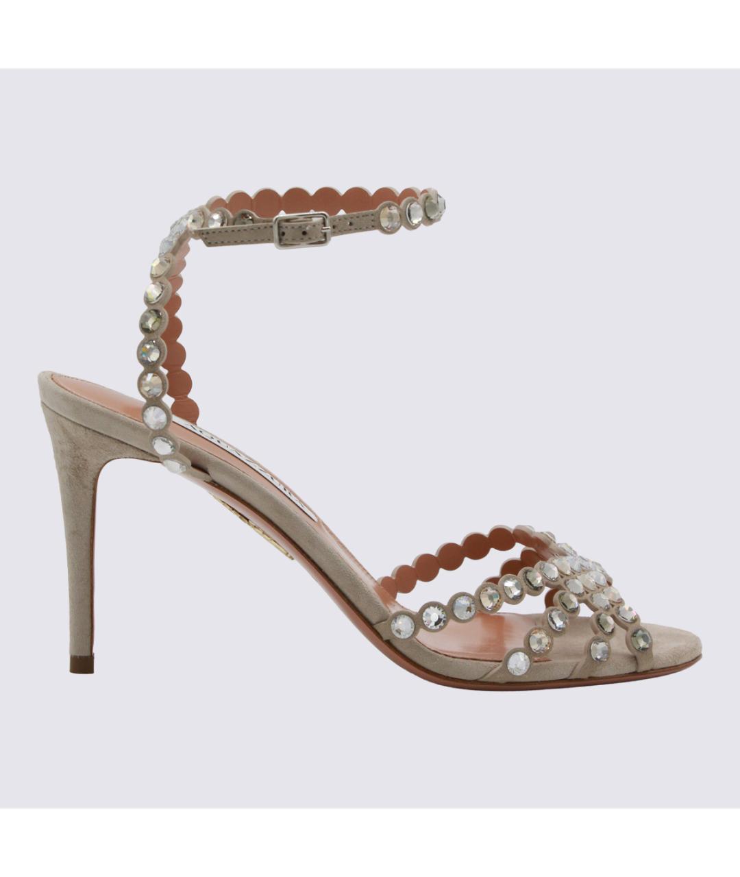 AQUAZZURA Бежевые замшевые босоножки, фото 5