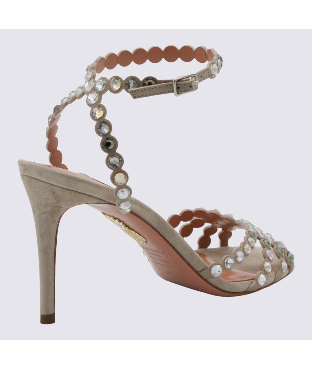 AQUAZZURA Бежевые замшевые босоножки, фото 3