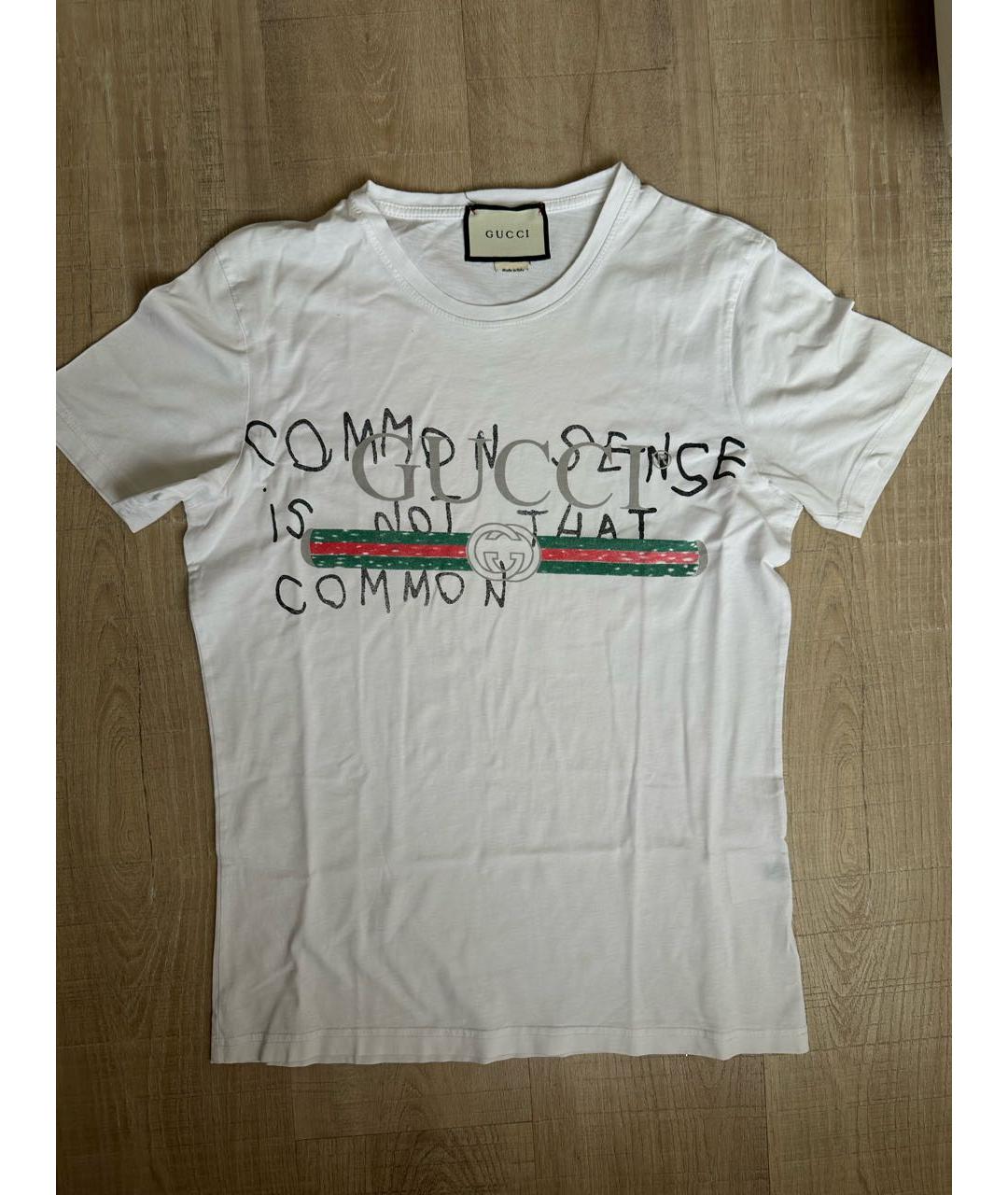 GUCCI Белая хлопковая футболка, фото 3