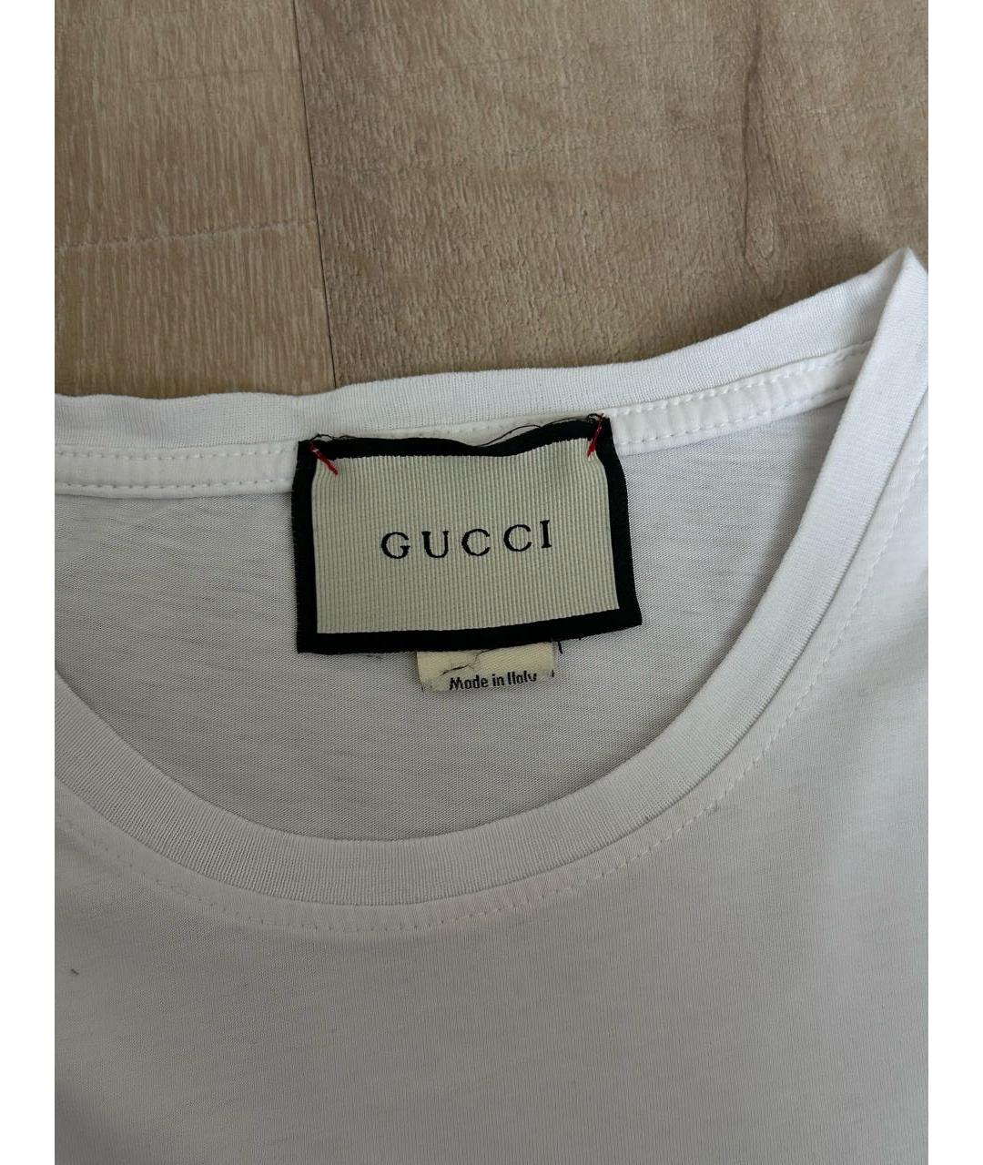 GUCCI Белая хлопковая футболка, фото 2
