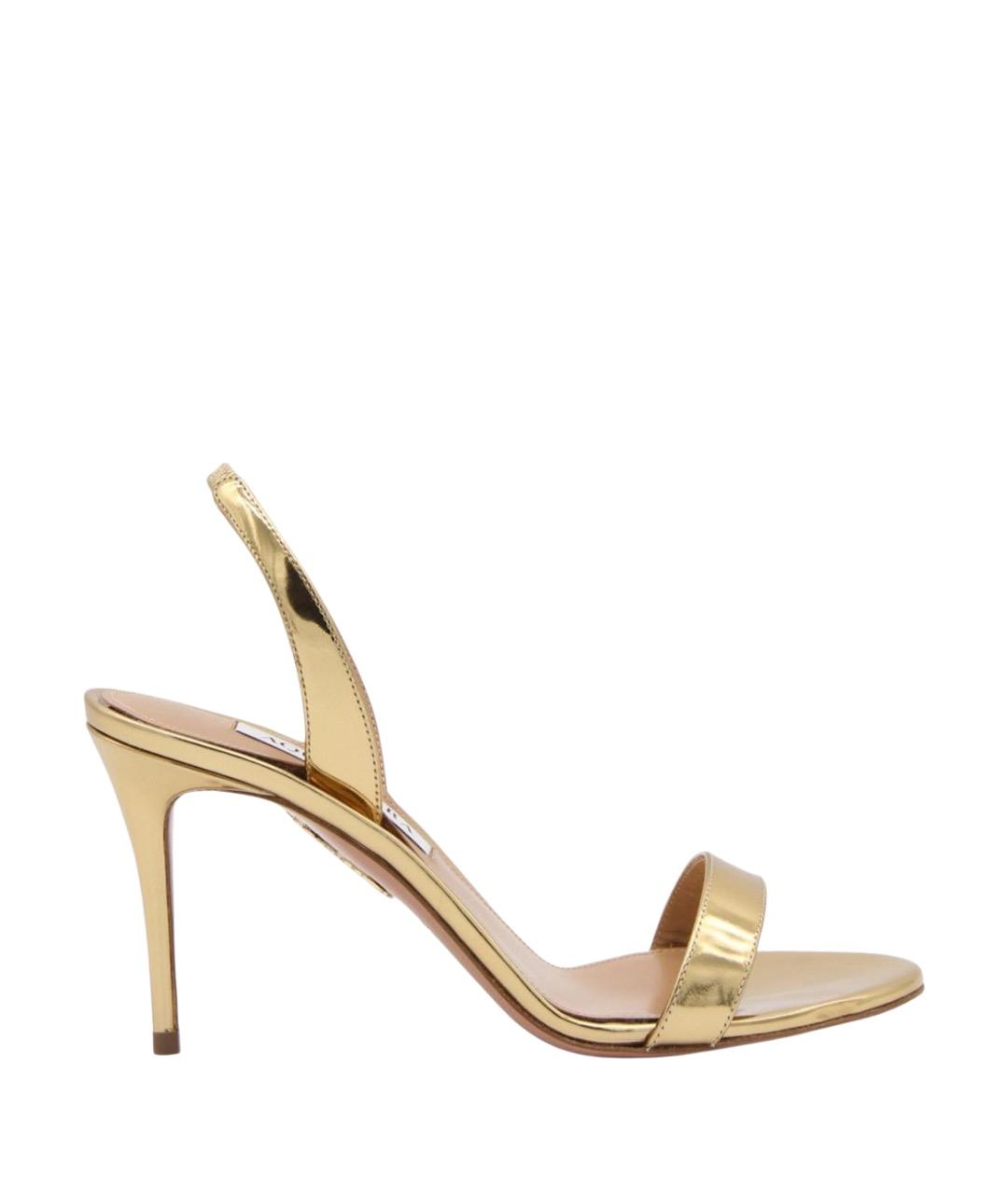 AQUAZZURA Золотые кожаные босоножки, фото 1