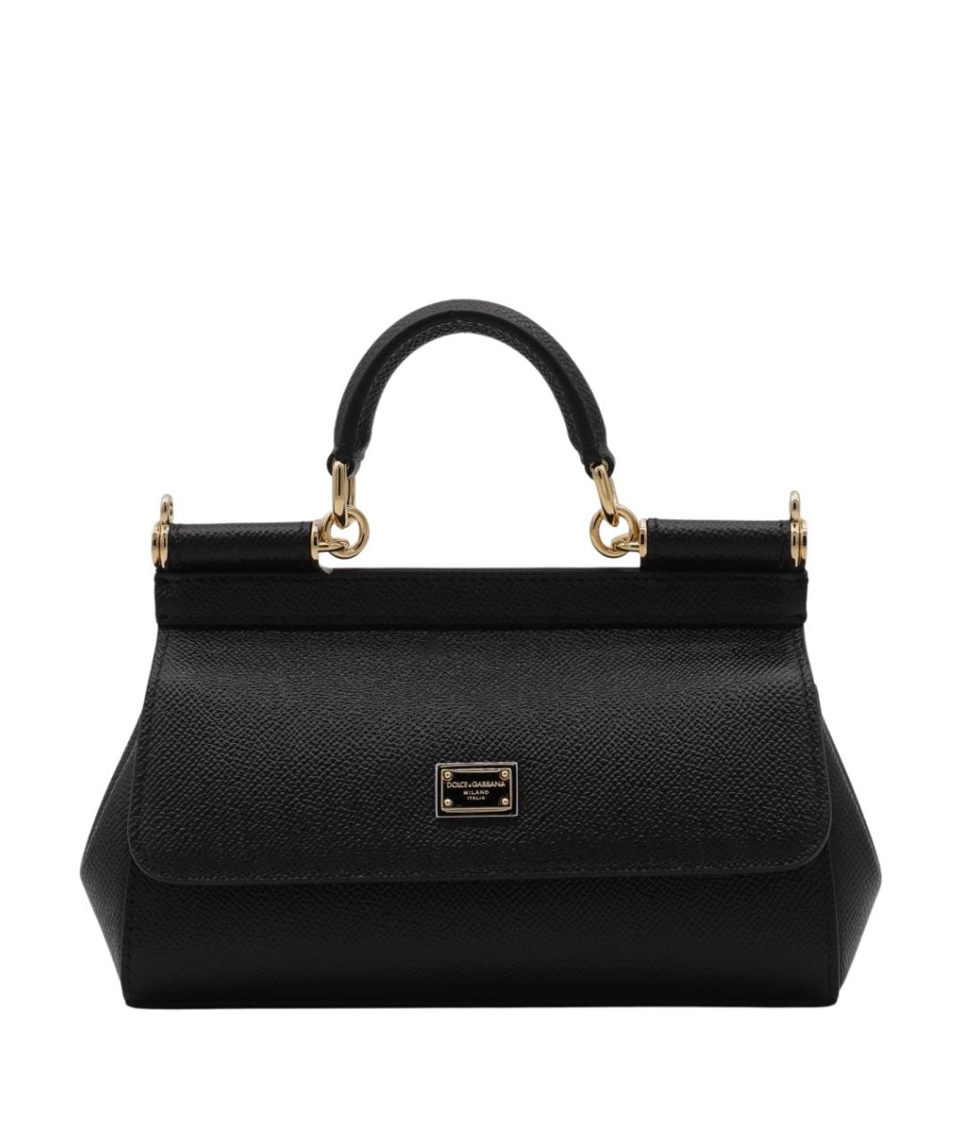 DOLCE&GABBANA Черная кожаная сумка с короткими ручками, фото 1