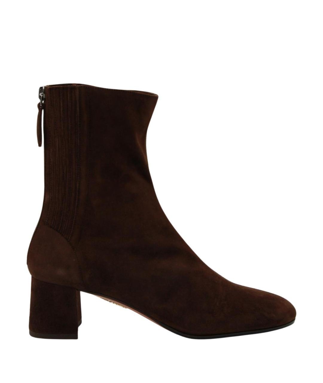 AQUAZZURA Коричневые замшевые ботильоны, фото 1