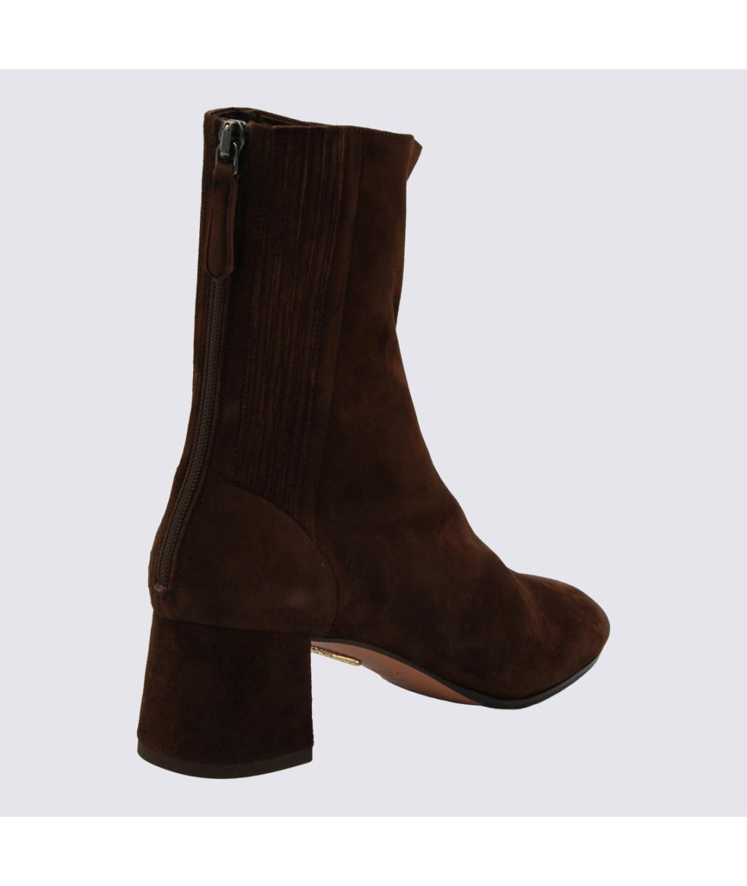 AQUAZZURA Коричневые замшевые ботильоны, фото 3