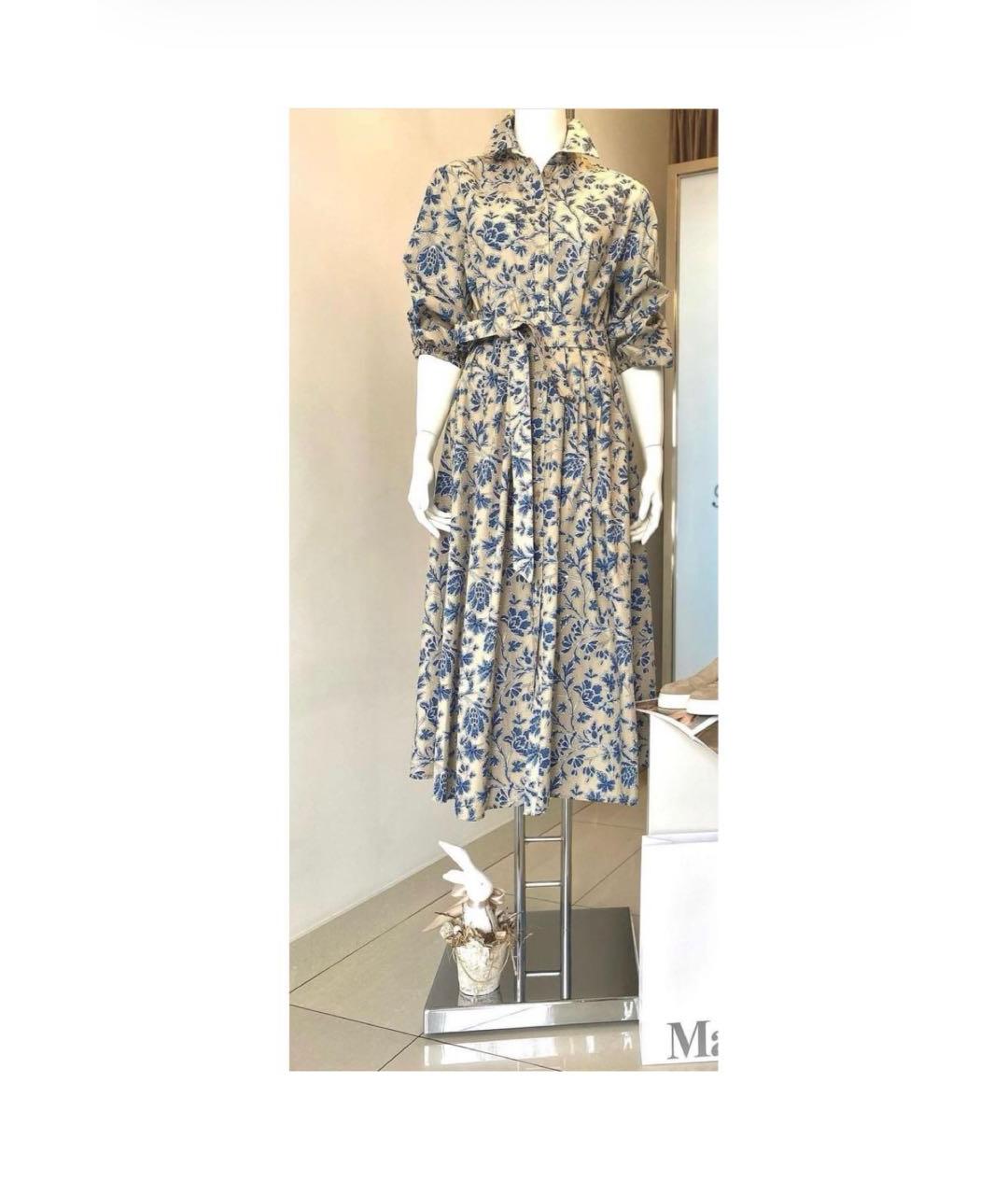 WEEKEND MAX MARA Бежевое хлопковое повседневное платье, фото 5