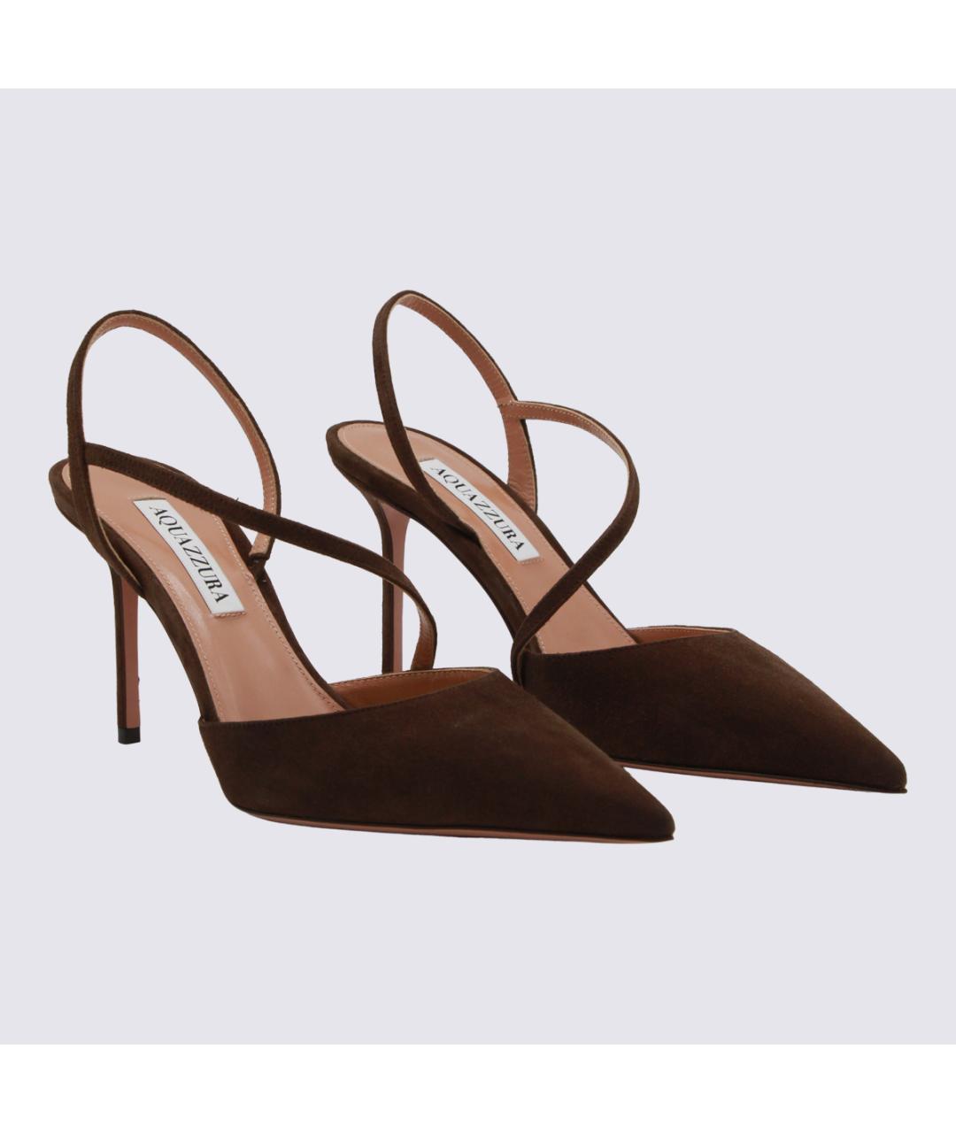 AQUAZZURA Бордовые замшевые туфли, фото 2